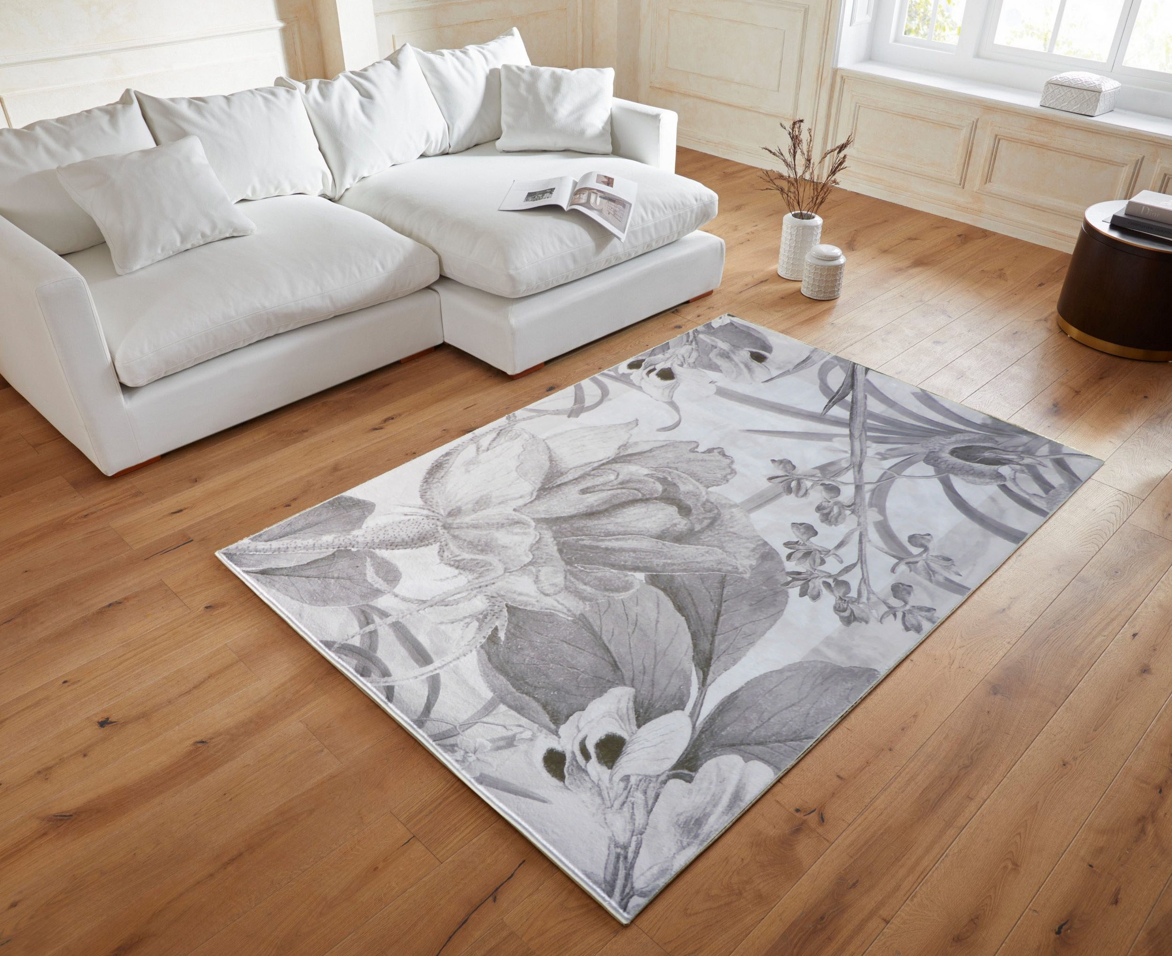 Guido Maria Kretschmer Home&Living Teppich »Magnolia«, rechteckig, 6 mm Höhe, auch als Wandteppich anwendbar, weich, flach, Wohnzimmer, Schlafzimmer