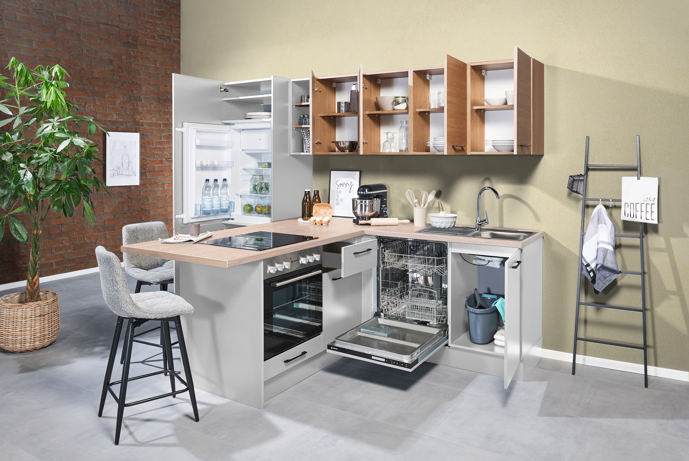 BASIC by Balculina Küchenzeile »Girona B/H/T 265x211x200 cm« Breite 265cm, wahlweise mit E-Geräte, Softclose