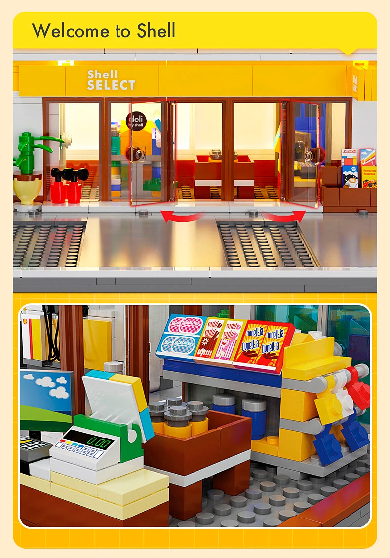 Jamara Konstruktions-Spielset »CaDA, Bricks, Shell Tankstelle mit Shop und Waschanlage (402857)« mit LED Licht