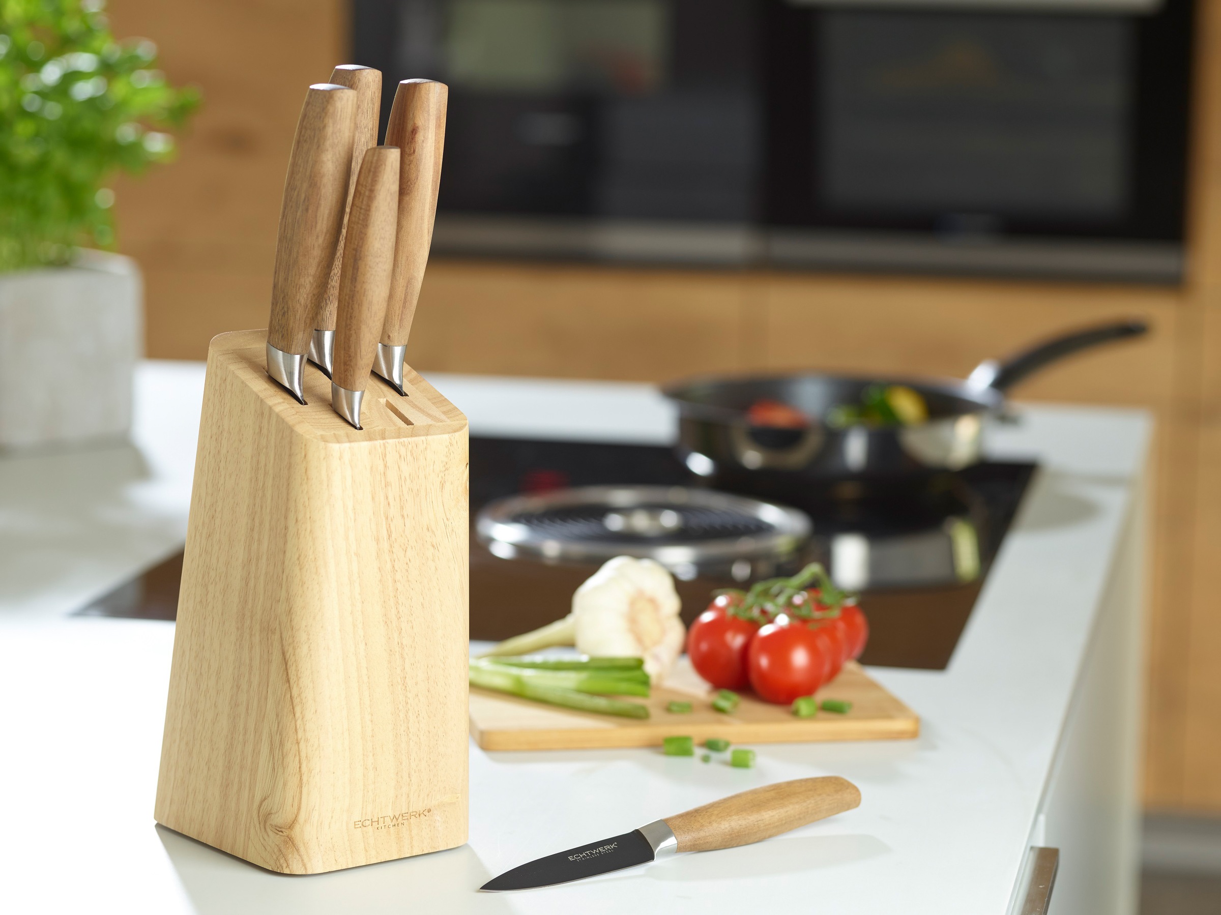 ECHTWERK Messer-Set »Classic«, (Set, 6 tlg.), aus hochwertigem Stahl, Messerblock aus Pakkaholz, Black-Edition