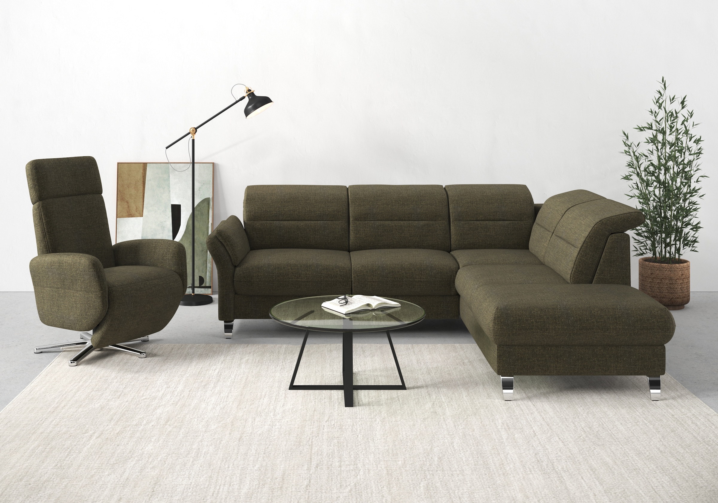 sit&more Ecksofa »Grenoble L-Form mit Federkern«, wahlweise mit Bettfunktio günstig online kaufen