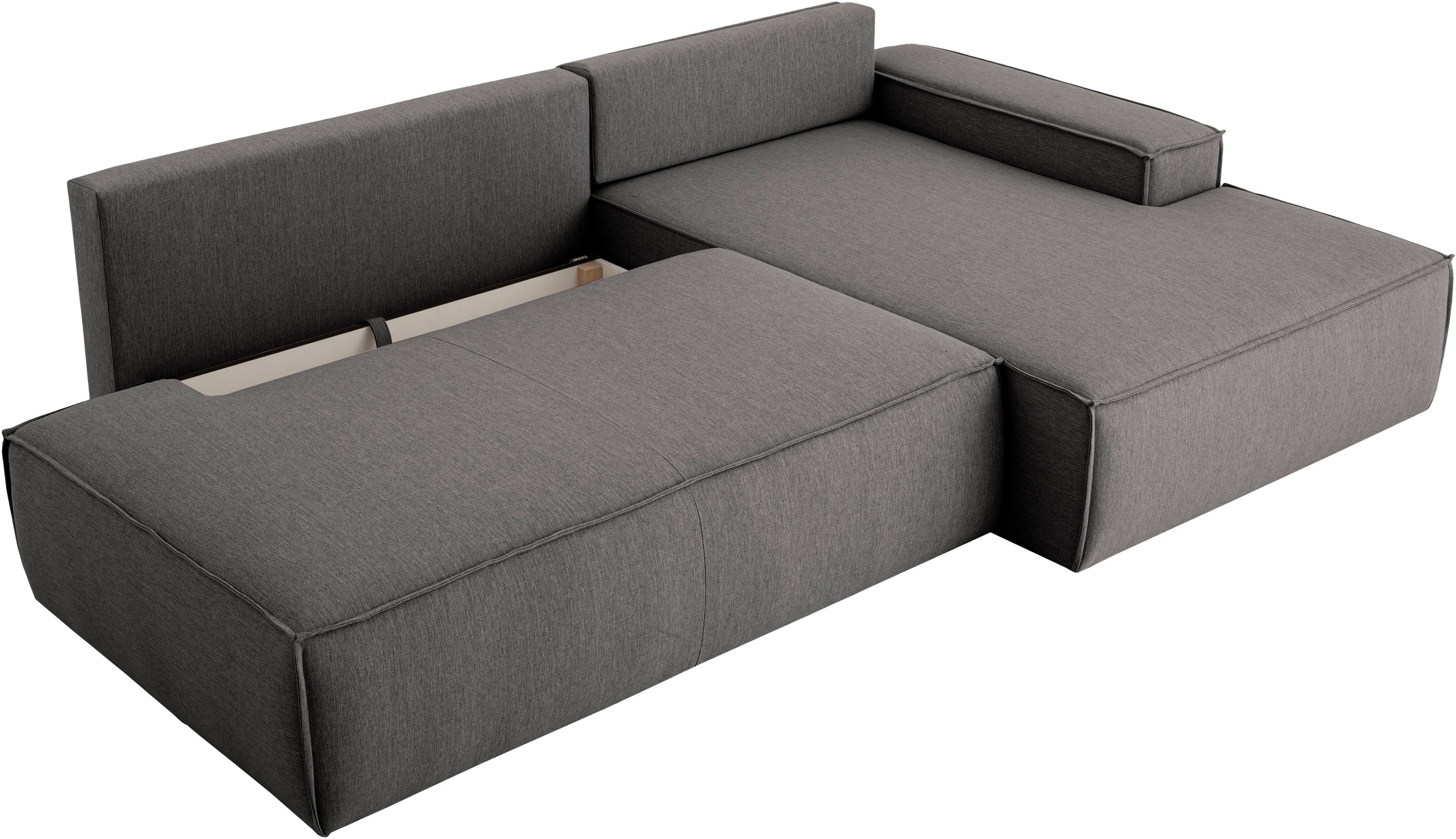 Home affaire Ecksofa »SHERWOOD, Schlafsofa in L-Form offen (275cm), Cord, Leinenoptik«, Schlaffunktion und Bettkasten, Kedernaht, hoher Sitz- & Liegekomfort