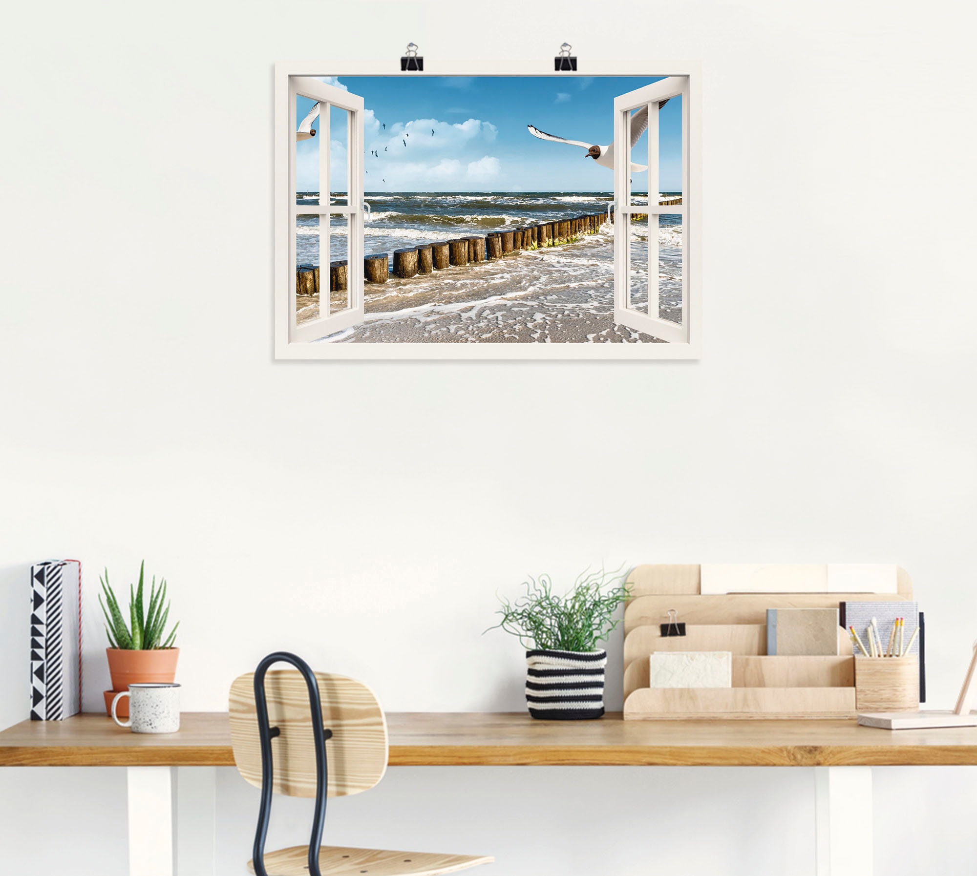 Artland Wandbild »Fensterblick - Ostsee«, Fensterblick, (1 St.), als Leinwa günstig online kaufen