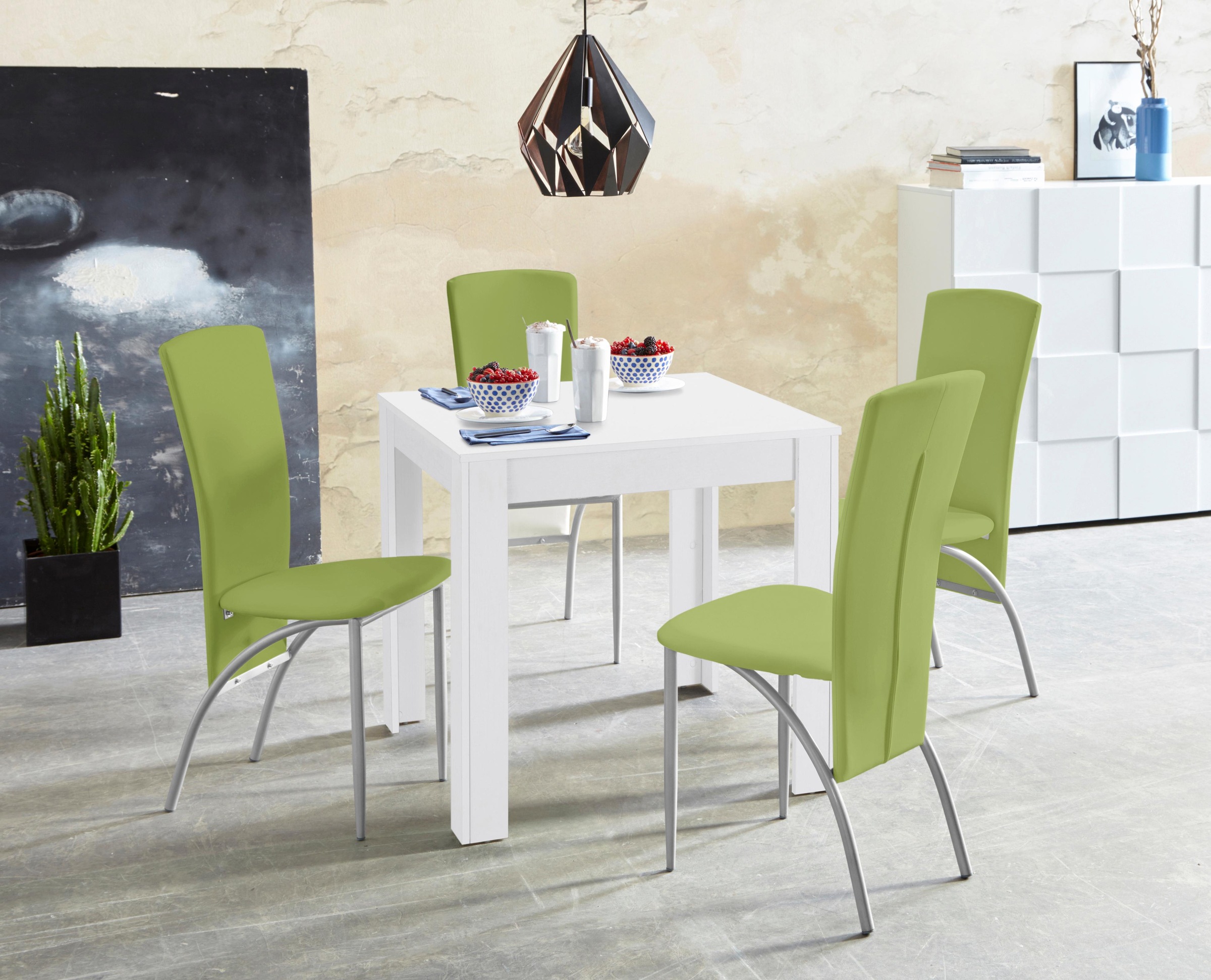 INOSIGN Essgruppe »LynnNico« Set: Esstisch 80 x 80 cm und 4 Stühle mit pfle günstig online kaufen