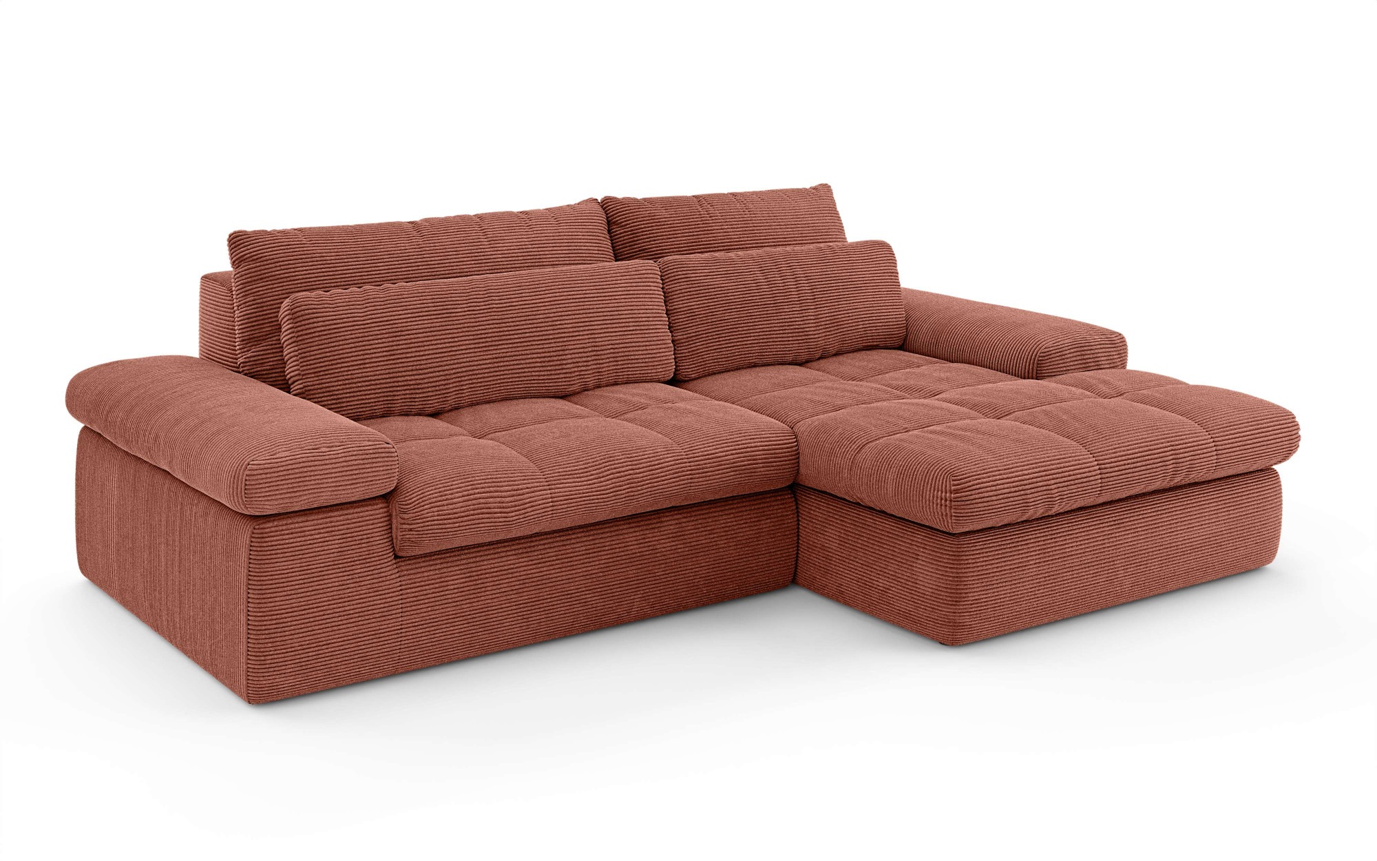 Home affaire Ecksofa »ALVERIE mit Recamiere, moderne Steppung, Maße: B/T/H 274/203/106 cm«, L-Form mit Wellenunterfederung, mit 4 Rückenkissen, pflegeleicht Stoff