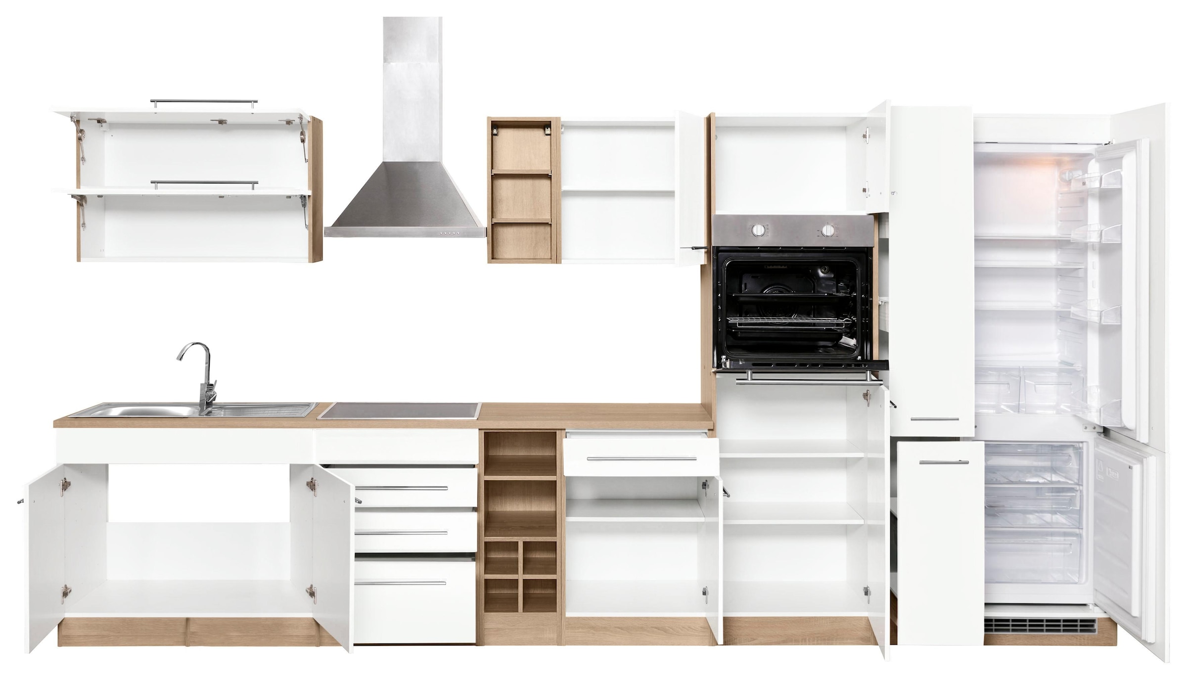 KOCHSTATION Küchenzeile »KS-Eton«, mit E-Geräten, Breite 390 cm