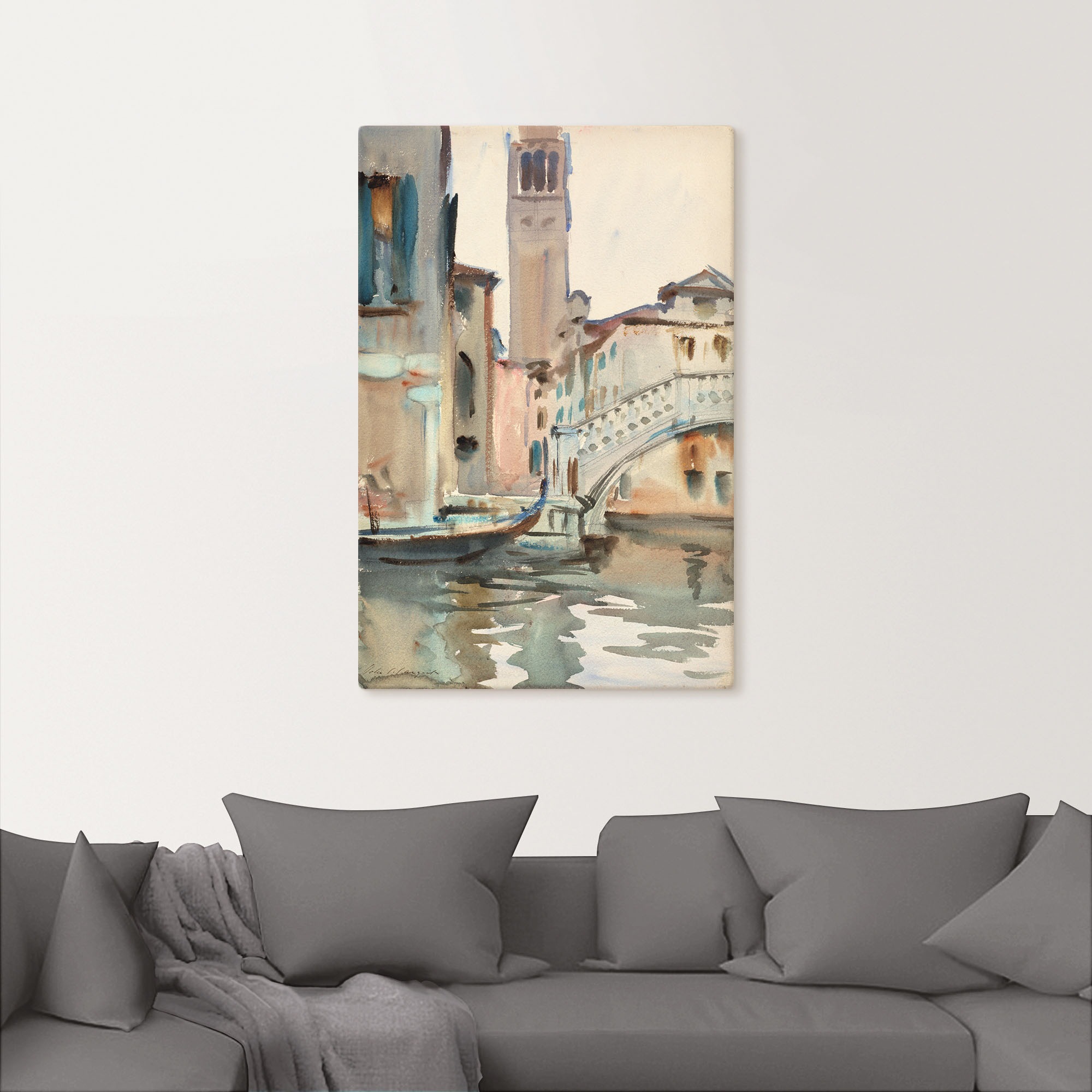 Artland Leinwandbild »Eine Brücke und Campanile, Venedig.« Venedig 1 Stk. tlg. auf Holzrahmen gespannt