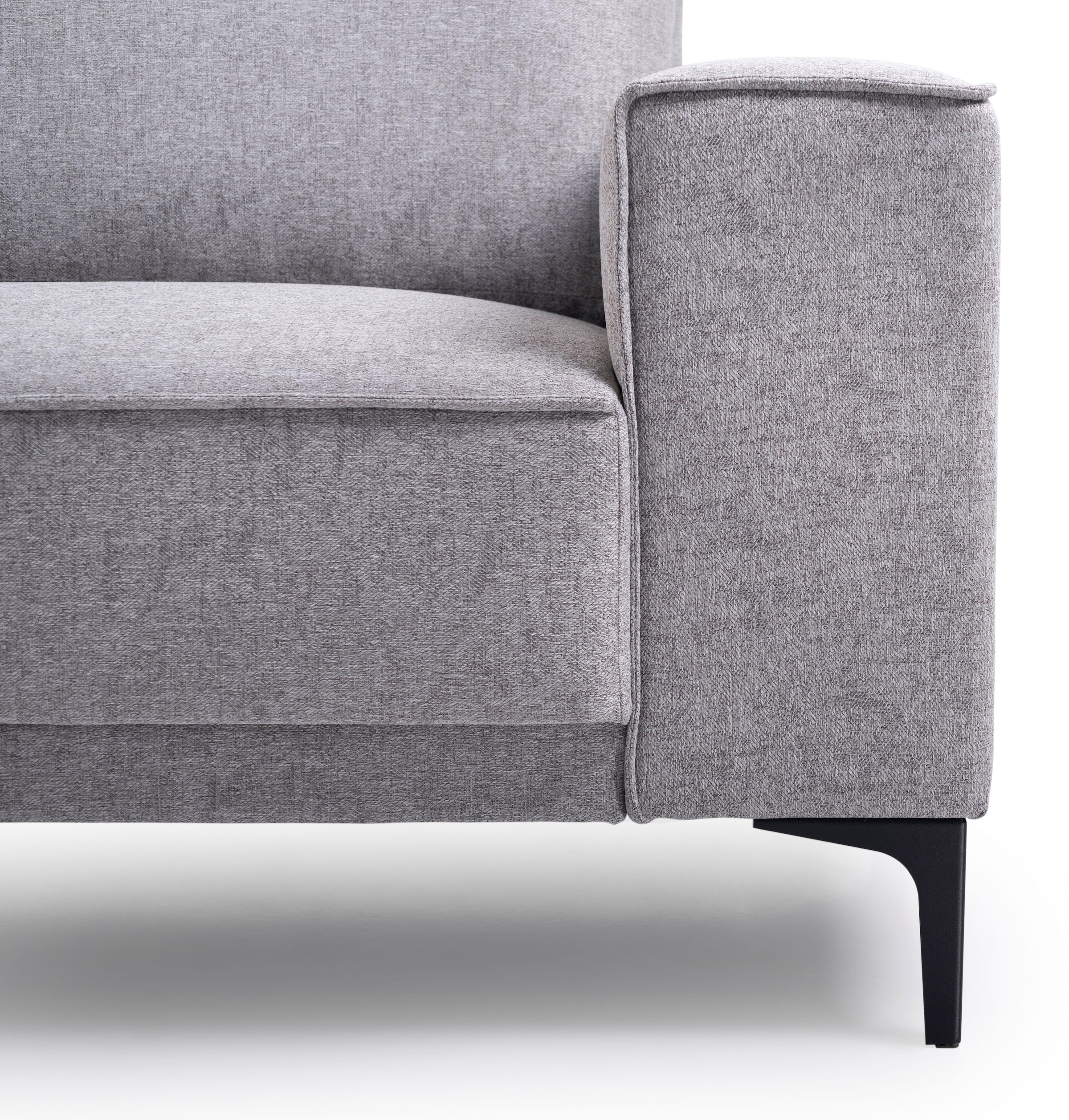 Places of Style 2-Sitzer »Kompaktsofa Oland, Struktur, Flachgewebe, Luxus-Microfaser, Boucle«, 164 cm, Wellenunterfederung, Skandi-Design, Metallfüße