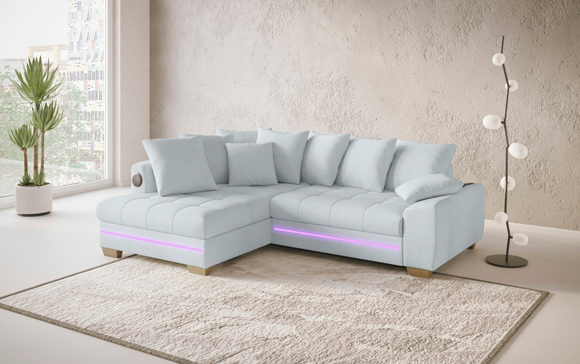 Mr. Couch Ecksofa »Nikita II, L-Form«, mit Kaltschaum, RGB-LED, Soundsystem günstig online kaufen