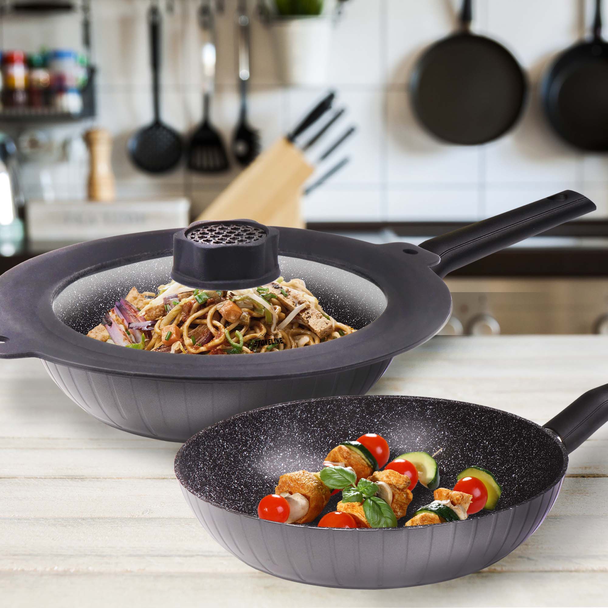 STONELINE Pfannen-Set »Smell Well«, Aluminium, (Set, 4 tlg., je 1 Pfanne Ø 24/28 cm, H: 5,5/5,8 cm, - 1,9/2,8 l), Induktion