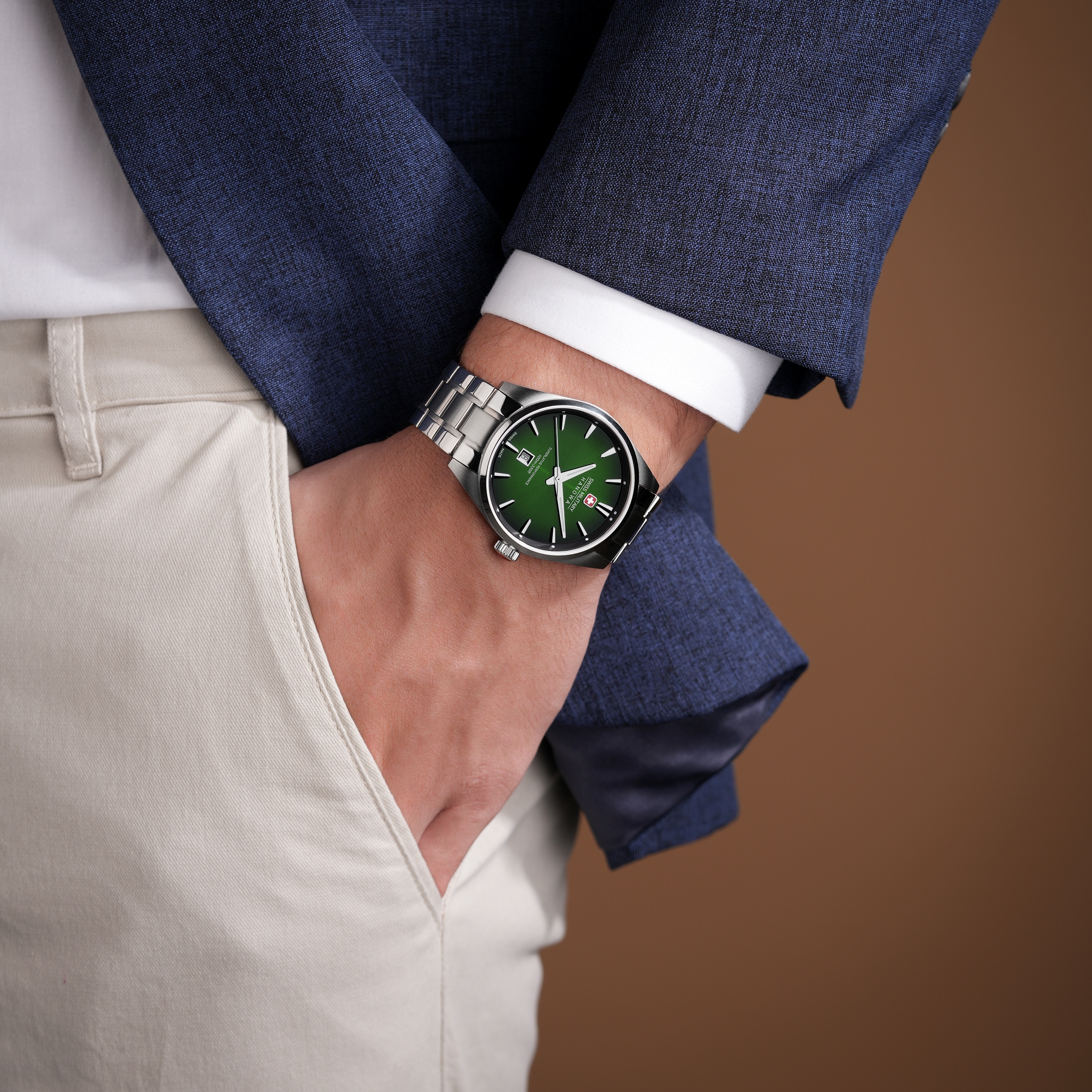 Swiss Military Hanowa Quarzuhr »Thunder« Armbanduhr, Herrenuhr, Swiss Made, Edelstahlarmband, analog, Tag