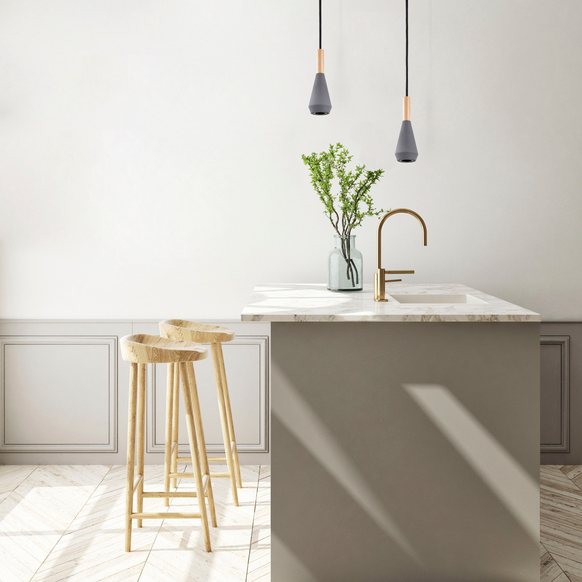 Paco Home Pendelleuchte »MORA«, Leuchtmittel GU10 | ohne Leuchtmittel, Wohnzimmer Esszimmer Klein Modern Holz Metall GU10 Trichterform