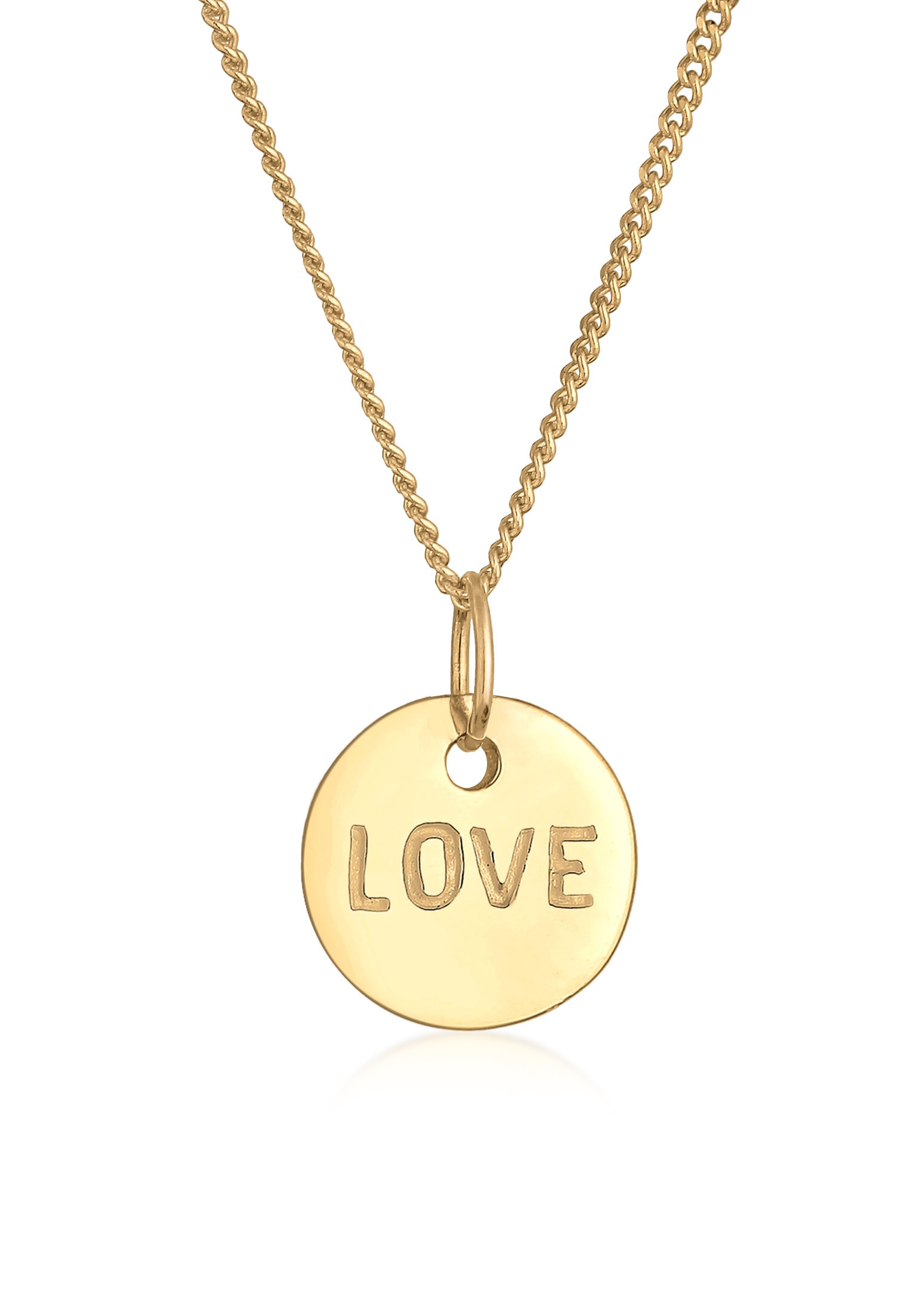 Elli Premium Kette mit Anhänger »Love-Schriftzug Liebe Wording 585 Gelbgold«