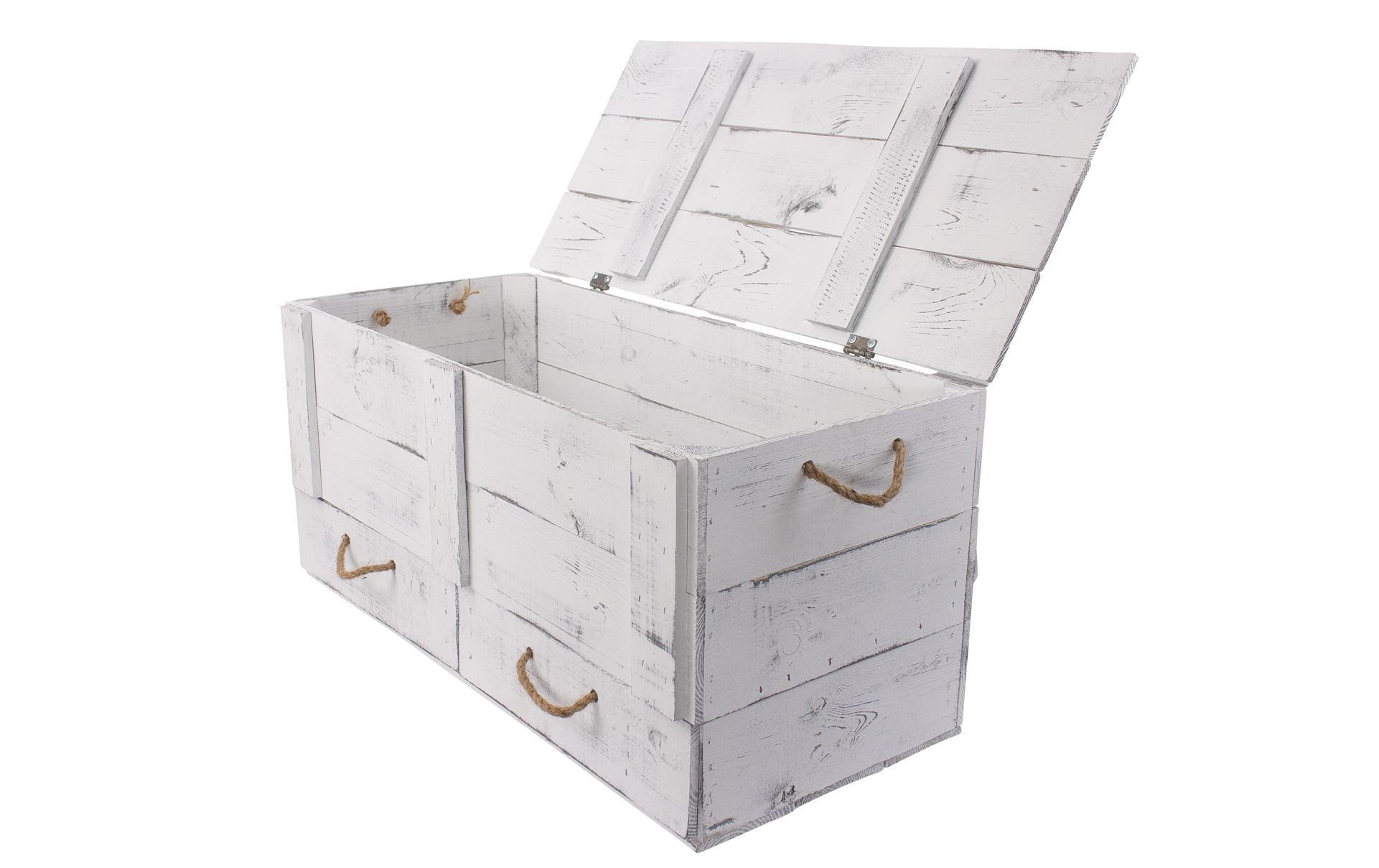 Holz Zollhaus Holzkiste »Vintage Shabby Weiss, 85 x 40 cm« Herkunftsland Ukraine, Holzart Kiefer