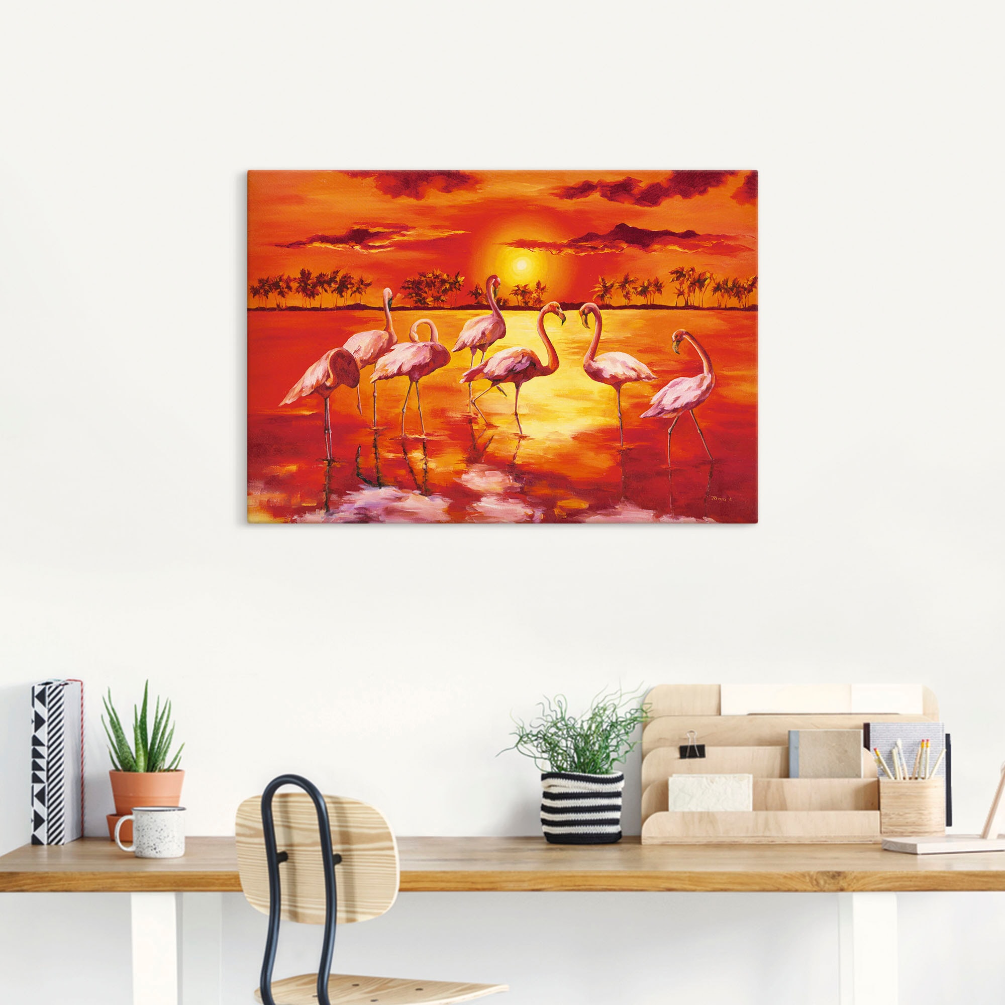 Artland Leinwandbild »Flamingos«, Vögel, (1 St.), auf Keilrahmen gespannt