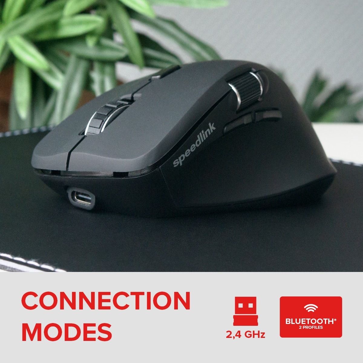 Speedlink Maus »Maus Set, LIBERA Rechargeable Mouse, NOTARY Soft Touch Mousepad«, wiederaufladbar, kabellos, Bluetooth, silent, 23 x 19 cm