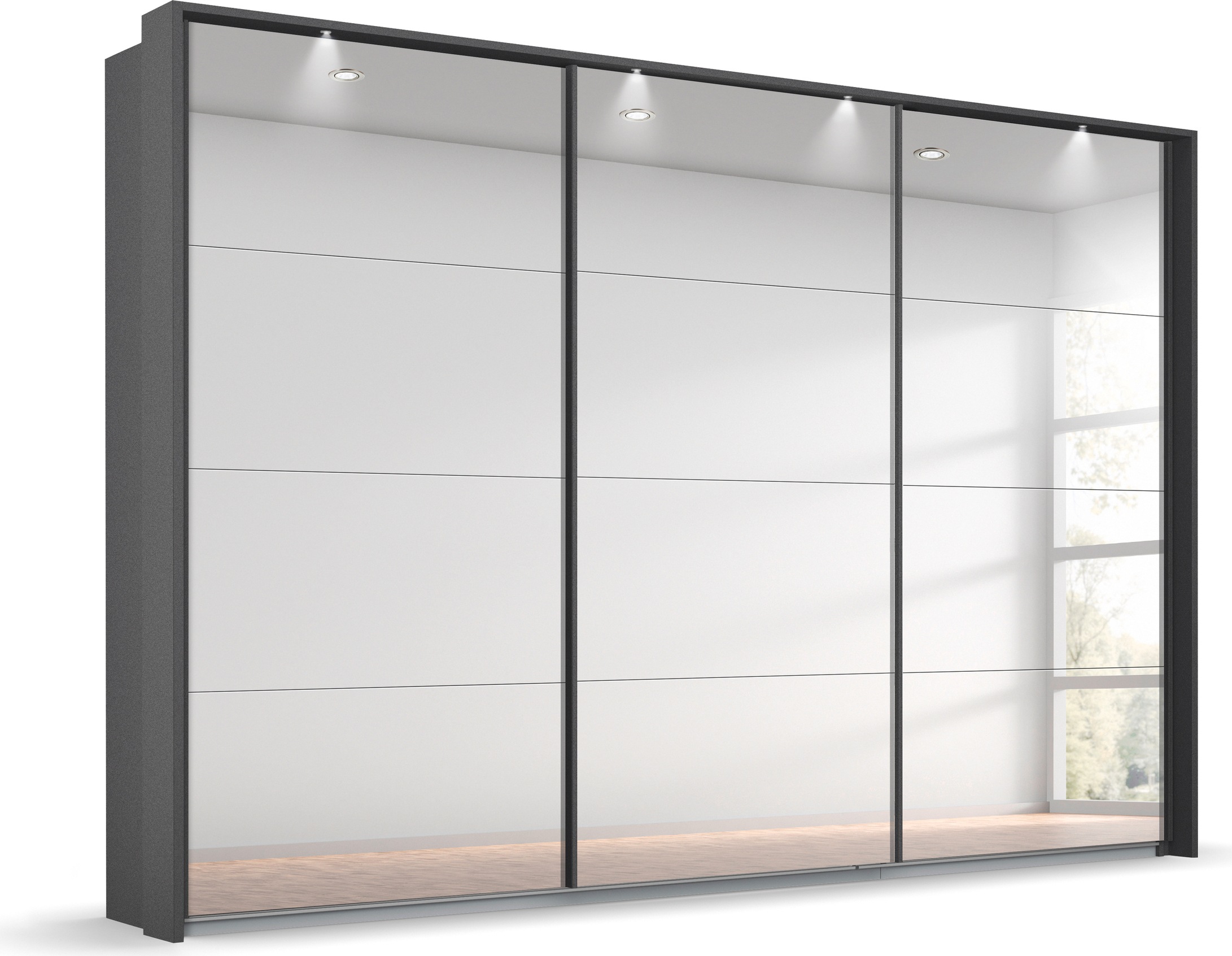rauch Schwebetürenschrank »Oteli«, mit Spiegelfront und Passepartout optional mit Beleuchtung