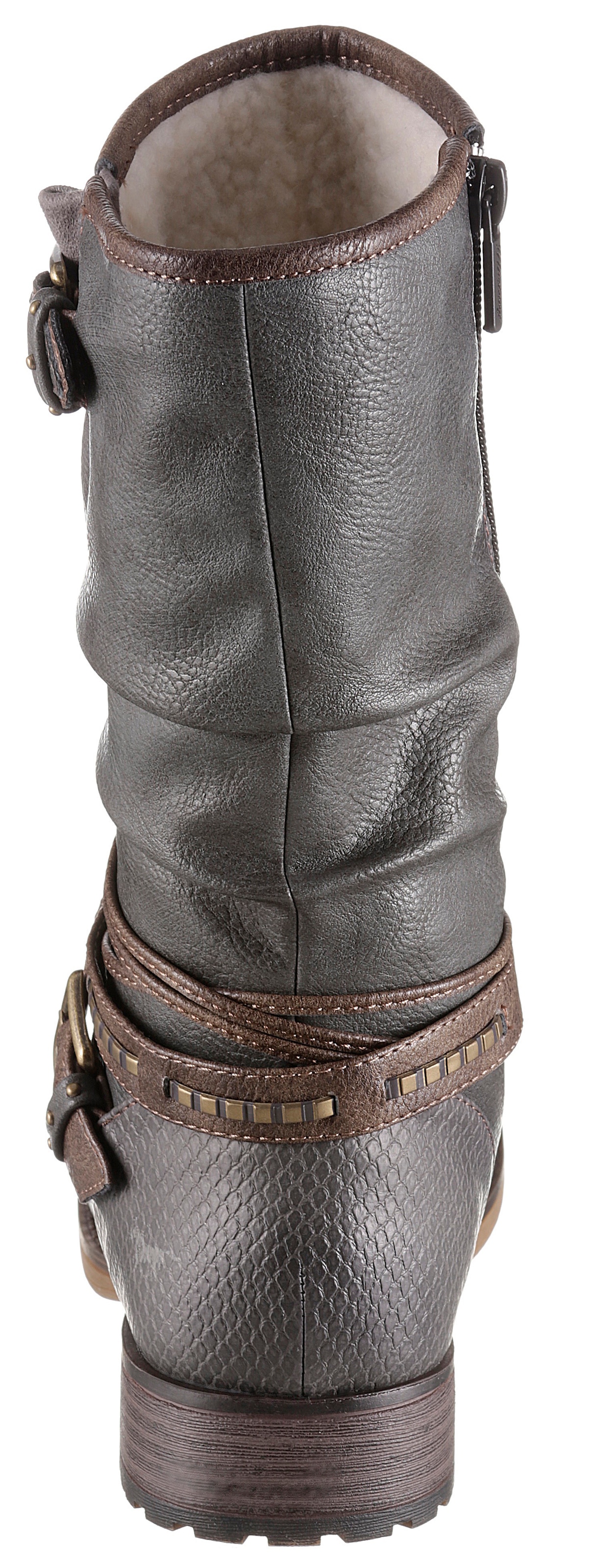 Mustang Shoes Winterstiefel, Stiefelette, Winterboots mit Zierschnallen am slouchy Schaft