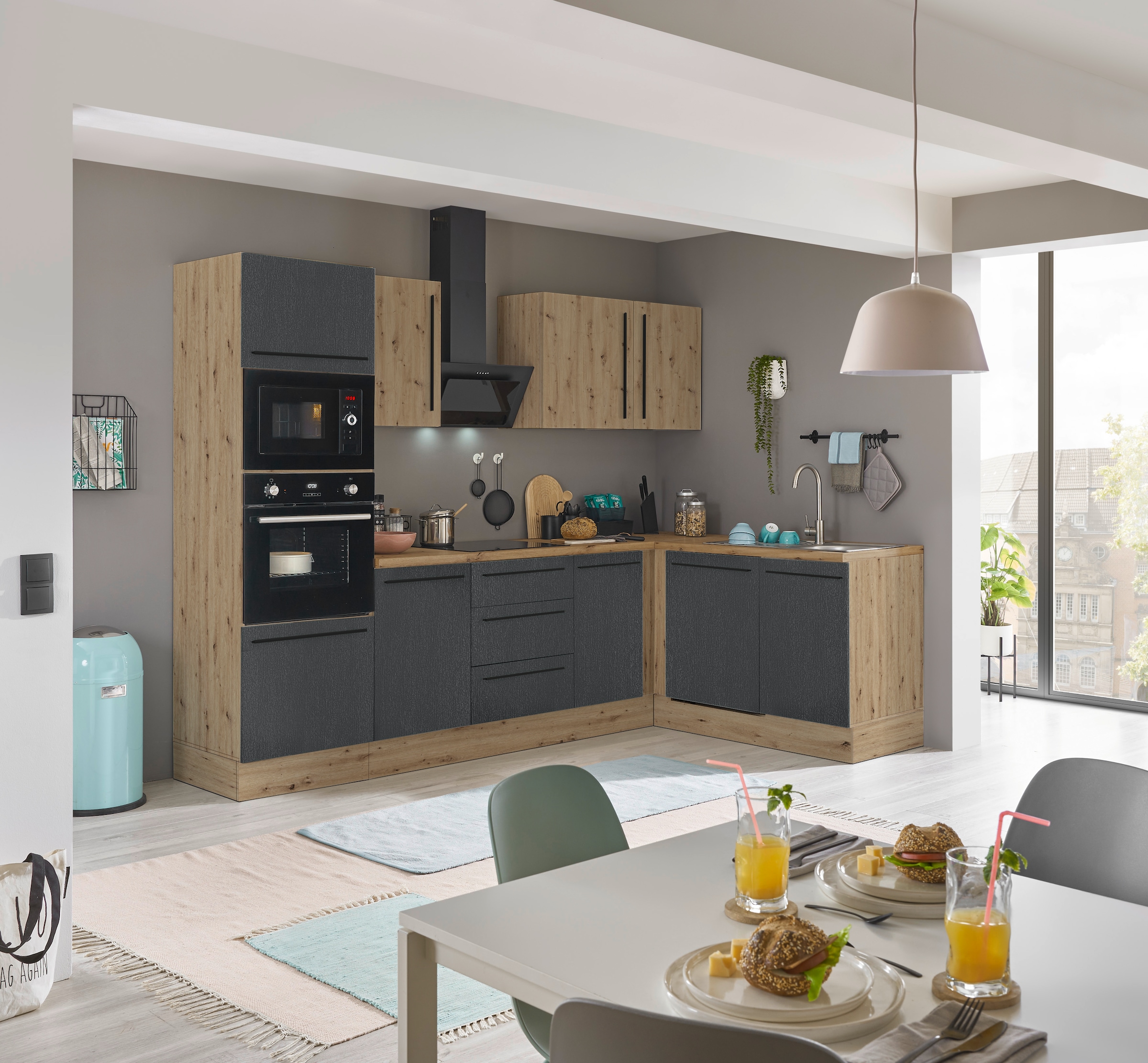 KOCHSTATION Winkelküche »Florida, Stellbreite 280x165 cm«, wahlweise mit E-Geräten, mit Softclose für Türen und Schubkästen