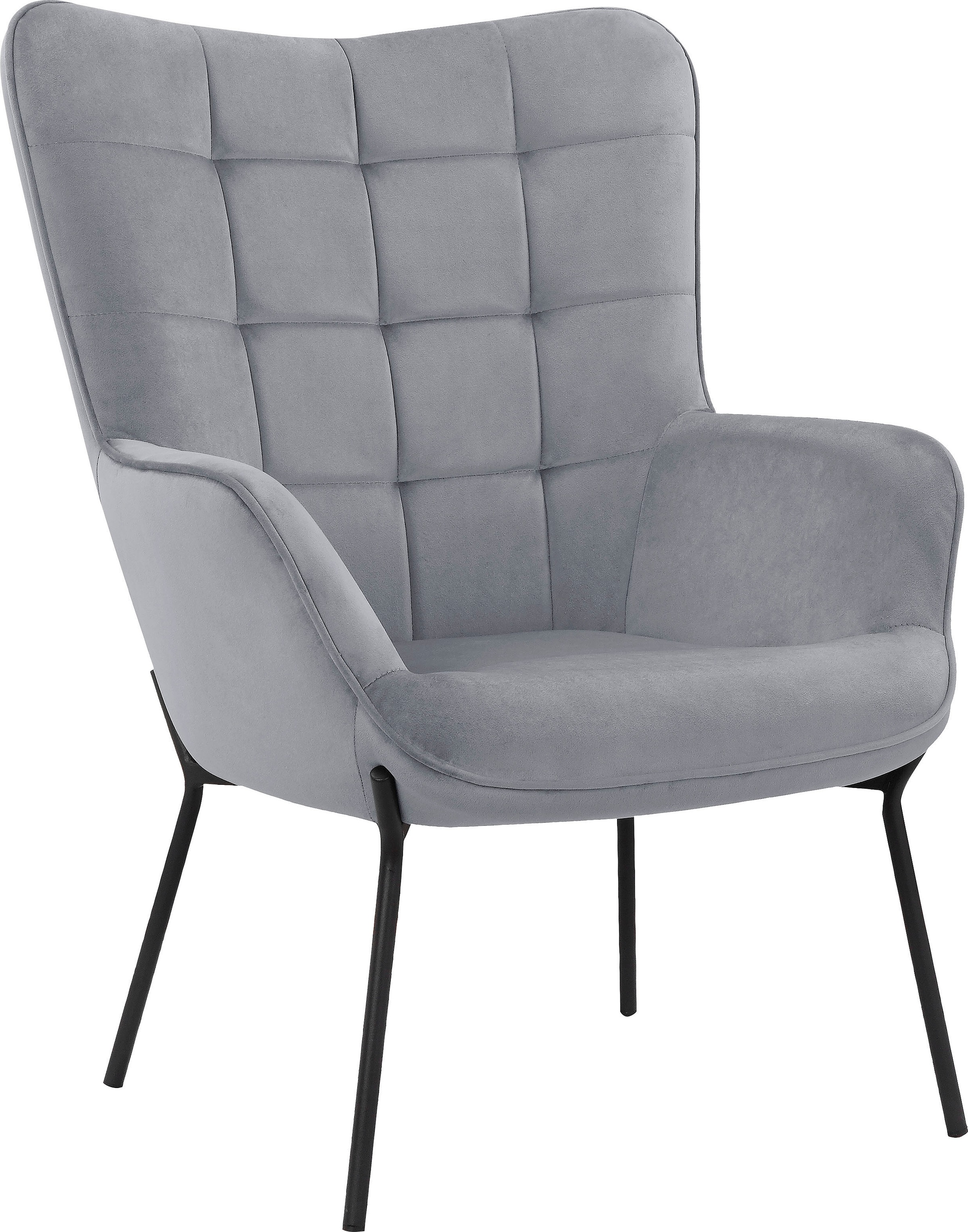 OTTO products Loungesessel »Luukas, Ohrensessel mit Metallbeinen,«, (1 St.), Stoff recyceltes Polyester, Sitz und Rücken gepolstert, Sitzhöhe 46 cm