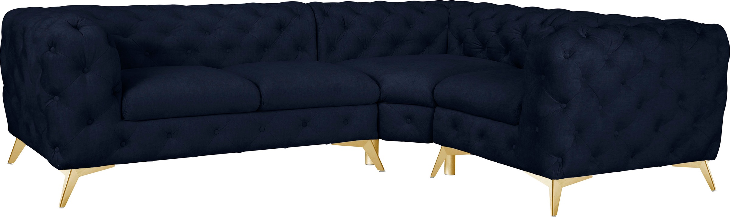 Leonique Chesterfield-Sofa »Ecksofa GLYNIS L-Form mit Wellenunterfederung, Maße B/T/H 264/204/75cm«, aufwändige Knopfheftung, moderne Chesterfield Optik, Fußfarbe wählbar