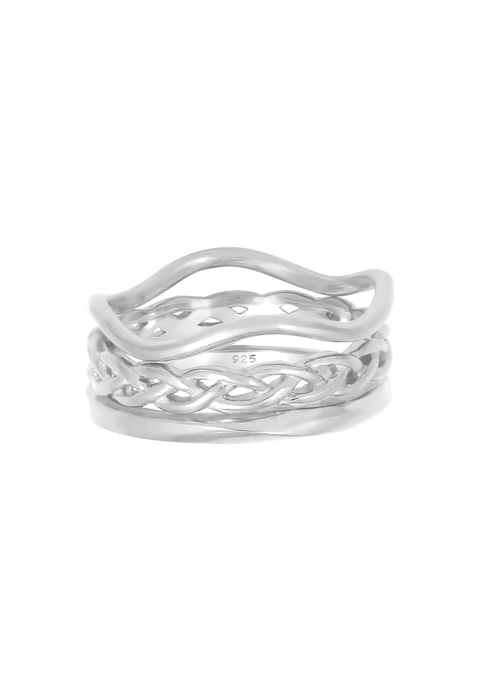 Elli Ring-Set »Ringset Trend Welle Zopf Gedreht Style 925 Silber«