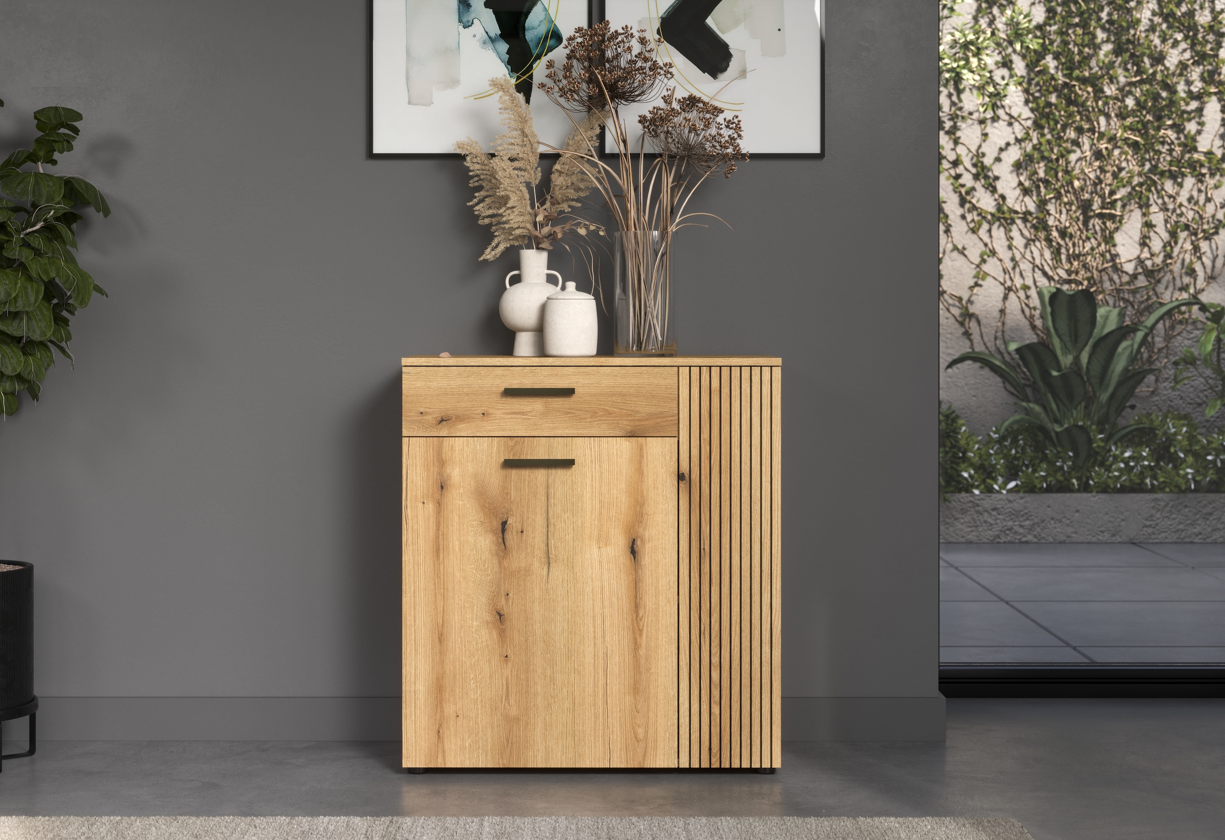 Home affaire Kommode »Amrum« 1 Stk. tlg. Schuhschrank 2 Türen & 1 Vollauszug Schublade - (B/T/H) 80/36/89 cm