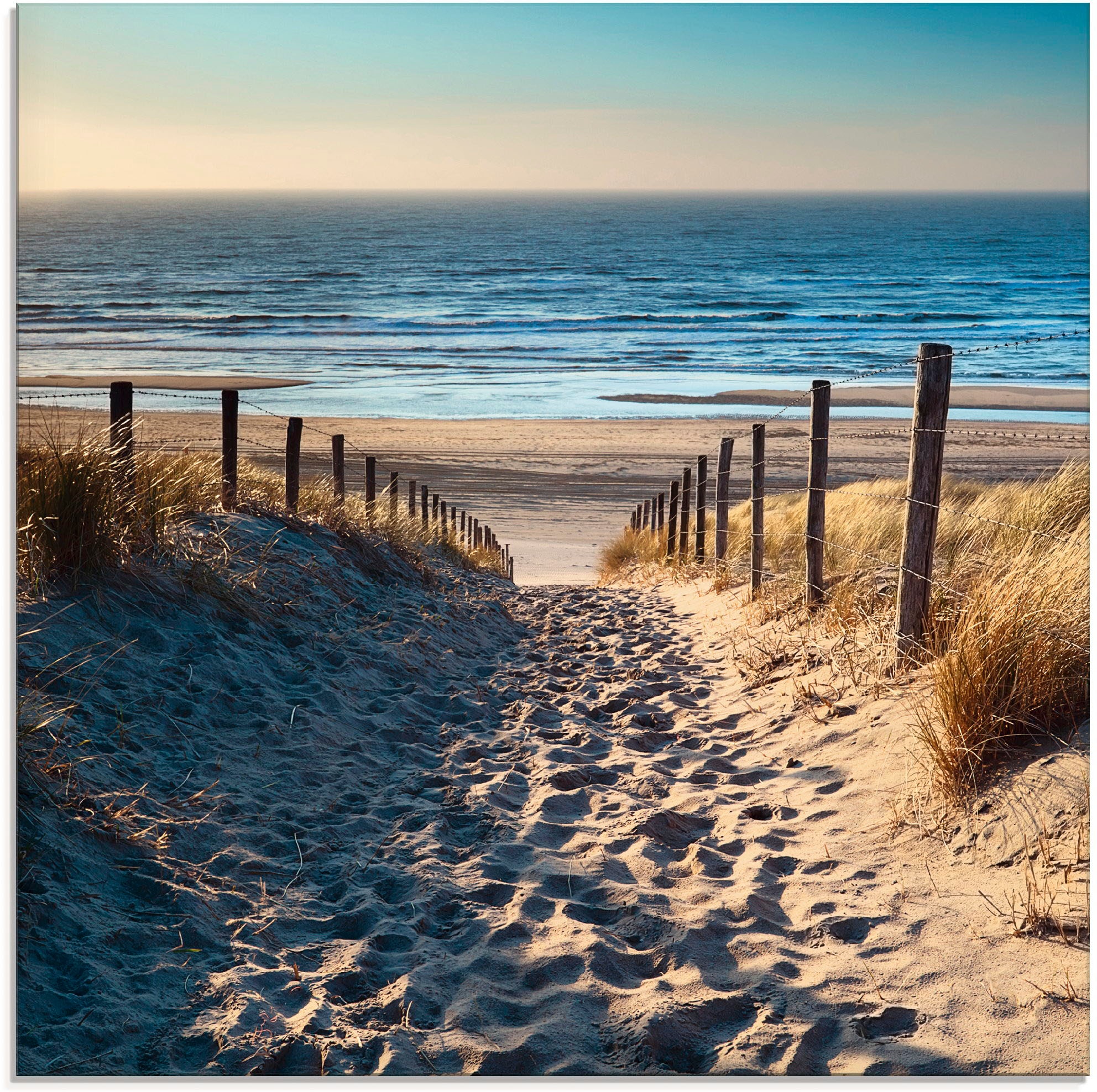 Artland Glasbild "Weg zum Nordseestrand Sonnenuntergang", Strand, (1 St.), günstig online kaufen