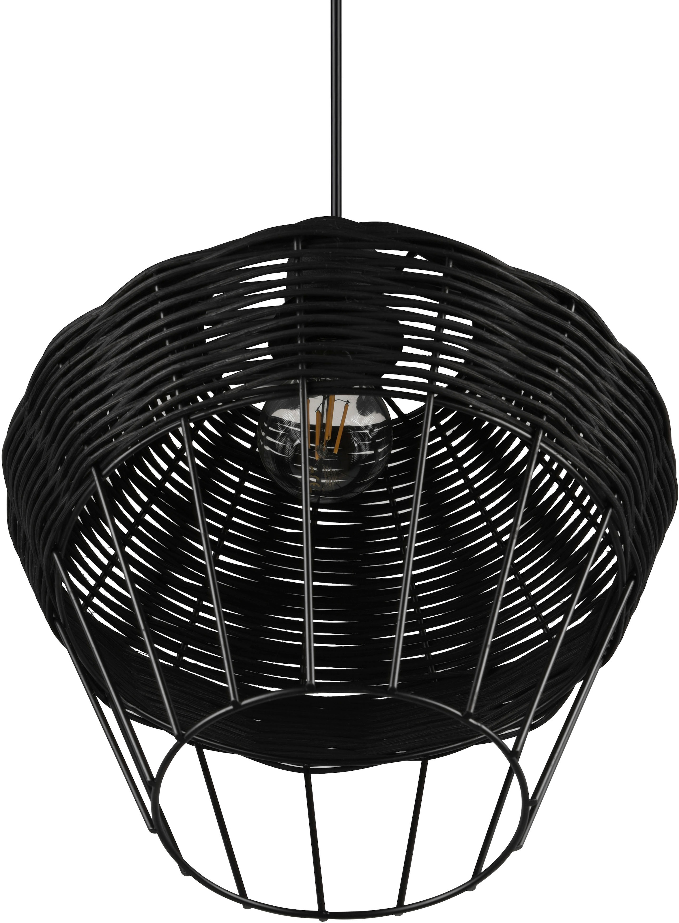 TRIO Leuchten Pendelleuchte »Borka«, 1 flammig, Leuchtmittel E27 | ohne Leuchtmittel, Boho Hängelampe aus Rattan 1-flammig exkl E27 max 40W höhenverstellbar