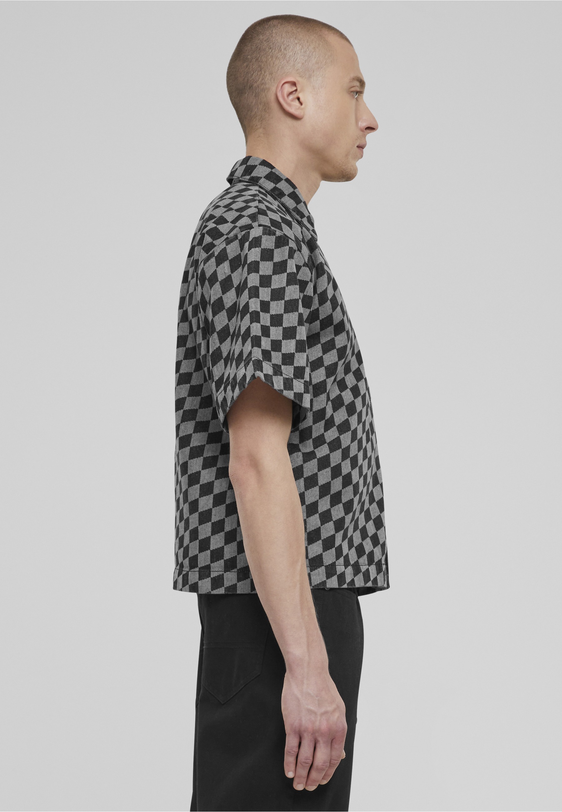 URBAN CLASSICS Langarm-Poloshirt »Urban Classics Laser Check Printed Boxy Shirt« 1 Stk.