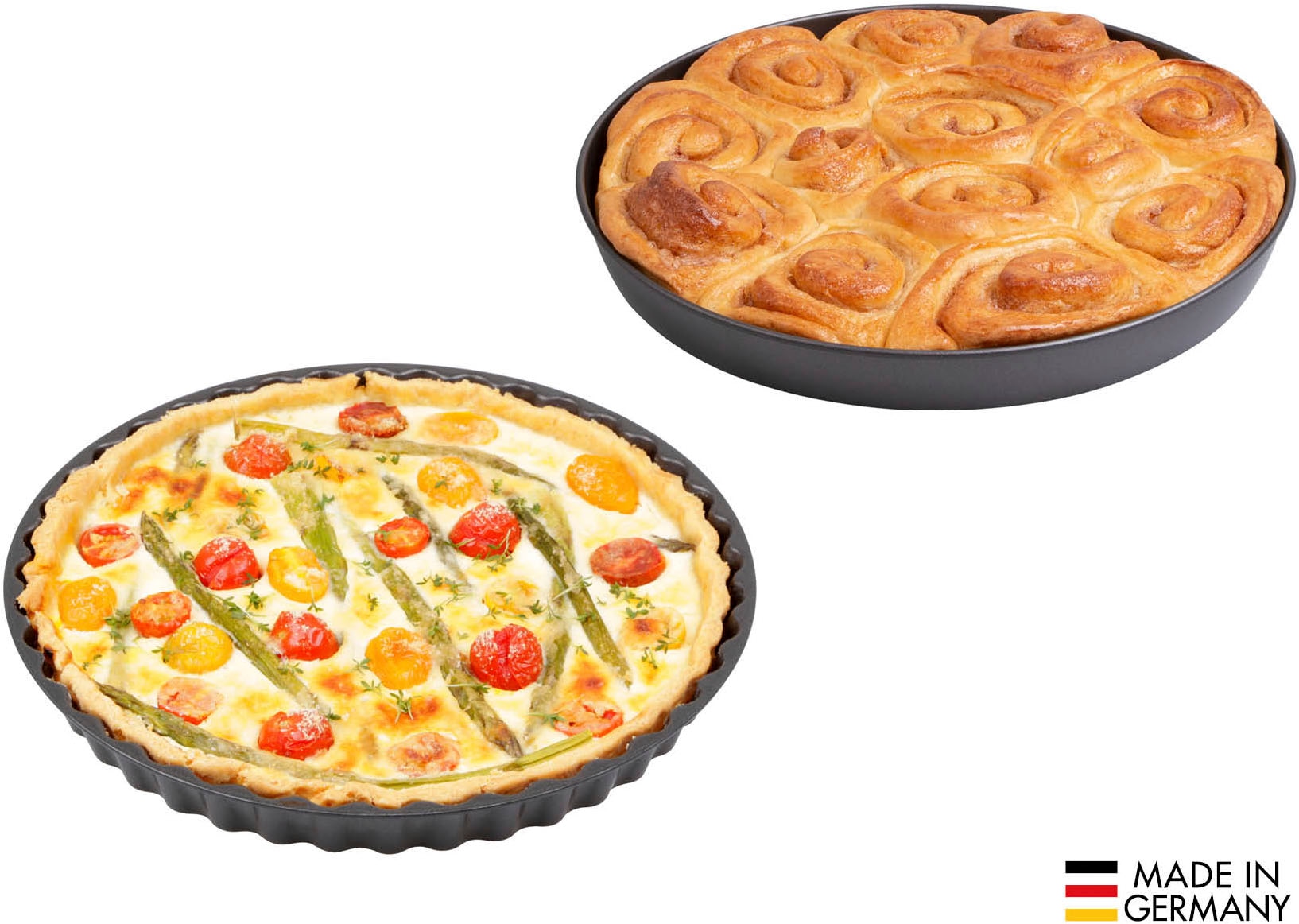 Backform »EasyOven«, (Set, 2 St., 1x runde Backofenform "EasyOven"-1x Quiche- und...