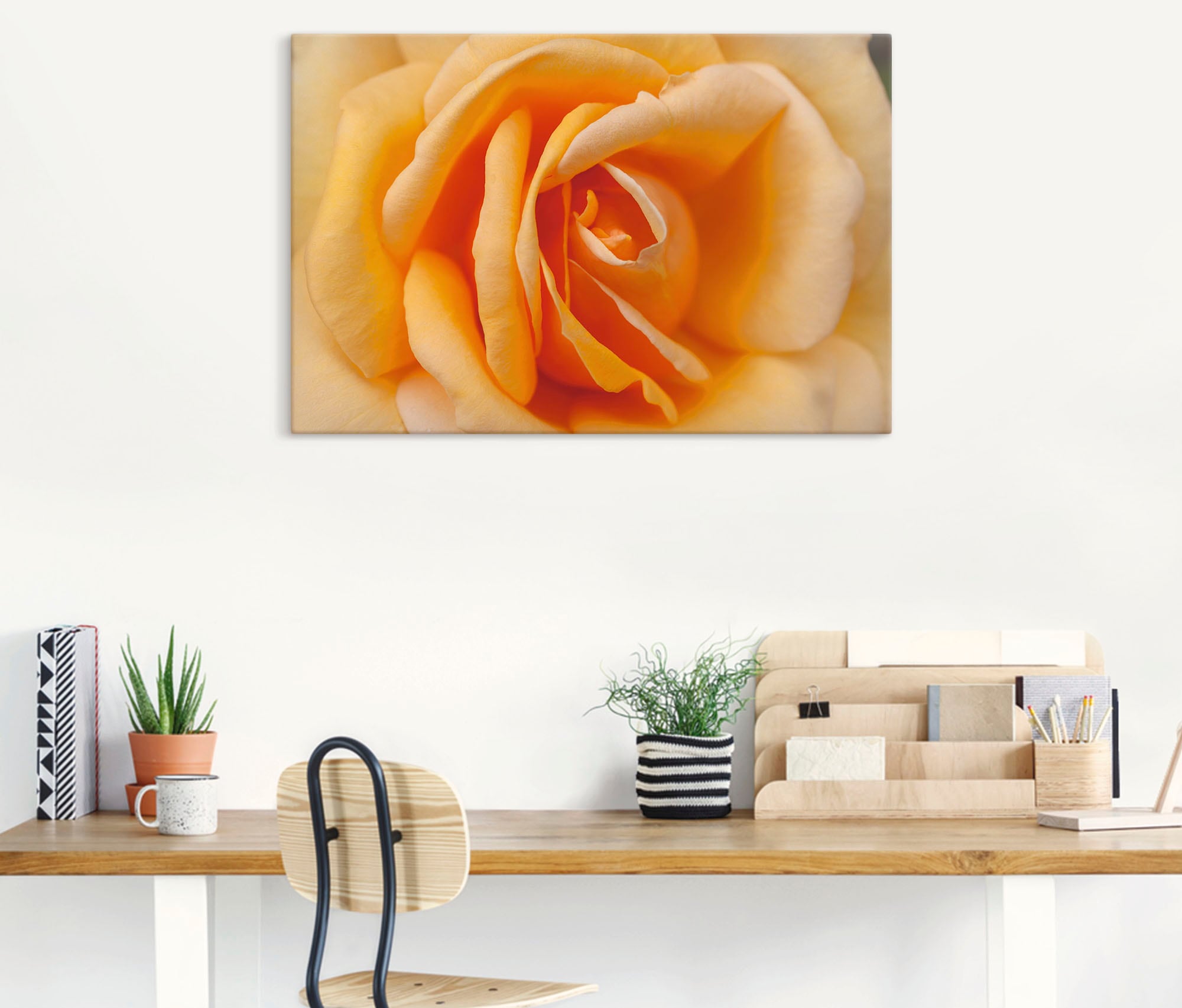 Artland Wandbild »Zarte Rose in Orange«, Blumenbilder, (1 St.), als Leinwandbild, Poster in verschied. Größen