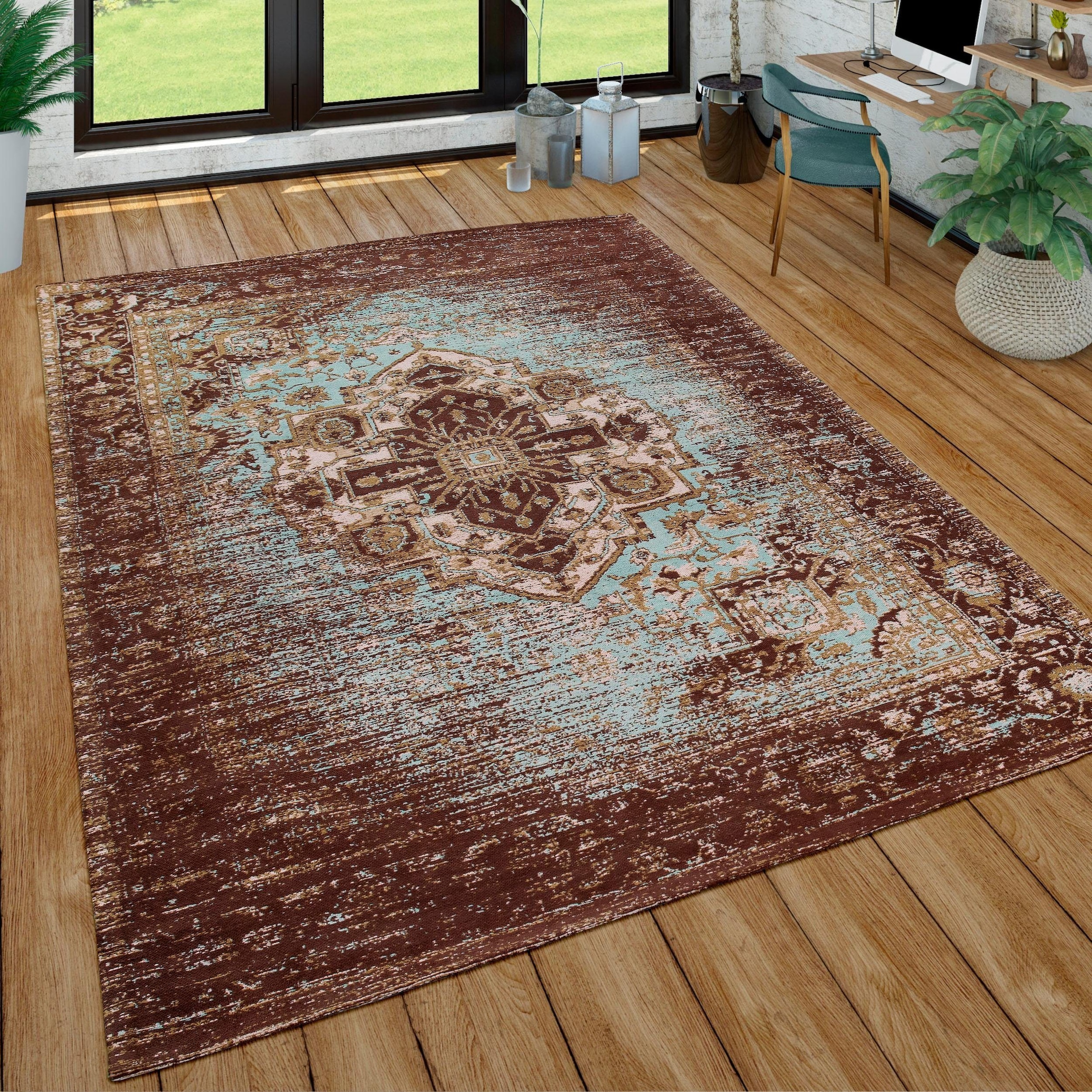 Paco Home Teppich »Baleno 474«, rechteckig, 7 mm Höhe, Kurzflor, Orient-Optik, Vintage Design, weiches Chenille Garn