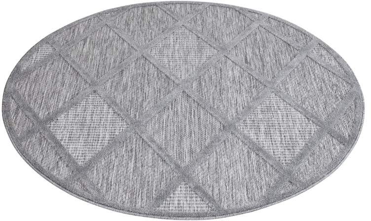 Carpet City Teppich »In-& Outdoorteppich Santorini 457, 3D-Effekt, Raute-Look«, rund, 5 mm Höhe, Wetterfest & UV-beständig für Terrasse, Balkon, Küche, Flur