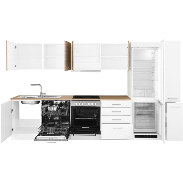 HELD MÖBEL Küchenzeile »Visby«, mit E-Geräte, 330 cm, inkl.  Kühl/Gefrierkombination und Geschirrspüler auf Rechnung bestellen