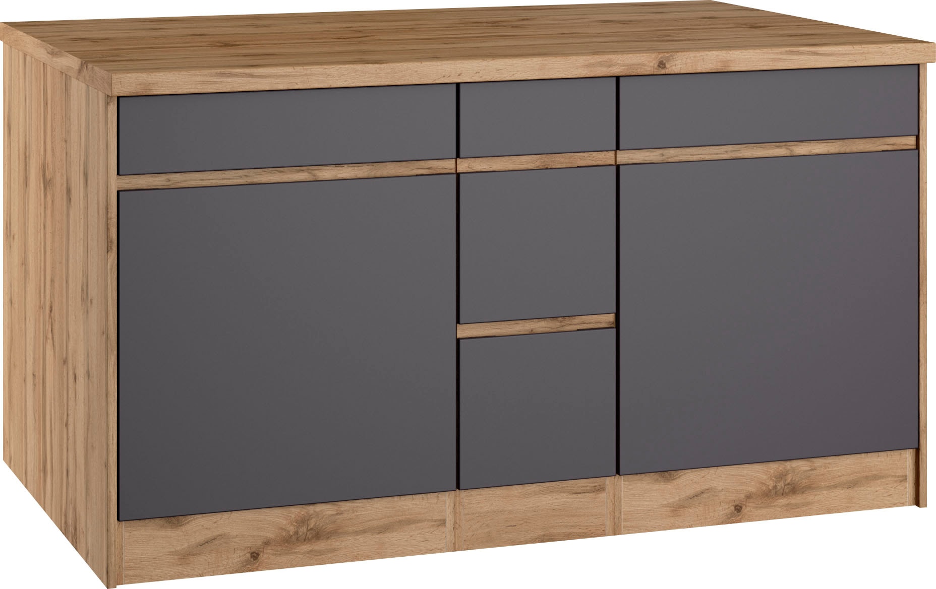 KOCHSTATION Kochinsel »KS-Riesa«, Breite 153 cm, Tiefe 100 cm, MDF-Fronten