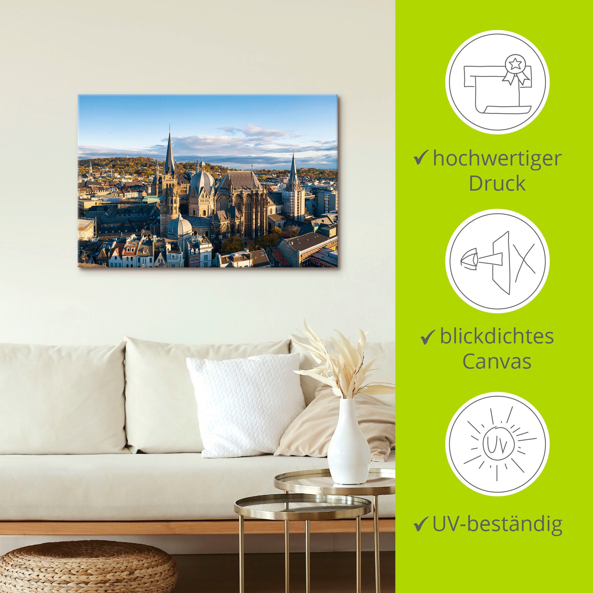 Artland Wandbild »Aachen Skyline«, Aachen, (1 St.), als Alubild, Leinwandbild, Wandaufkleber oder Poster in versch. Größen