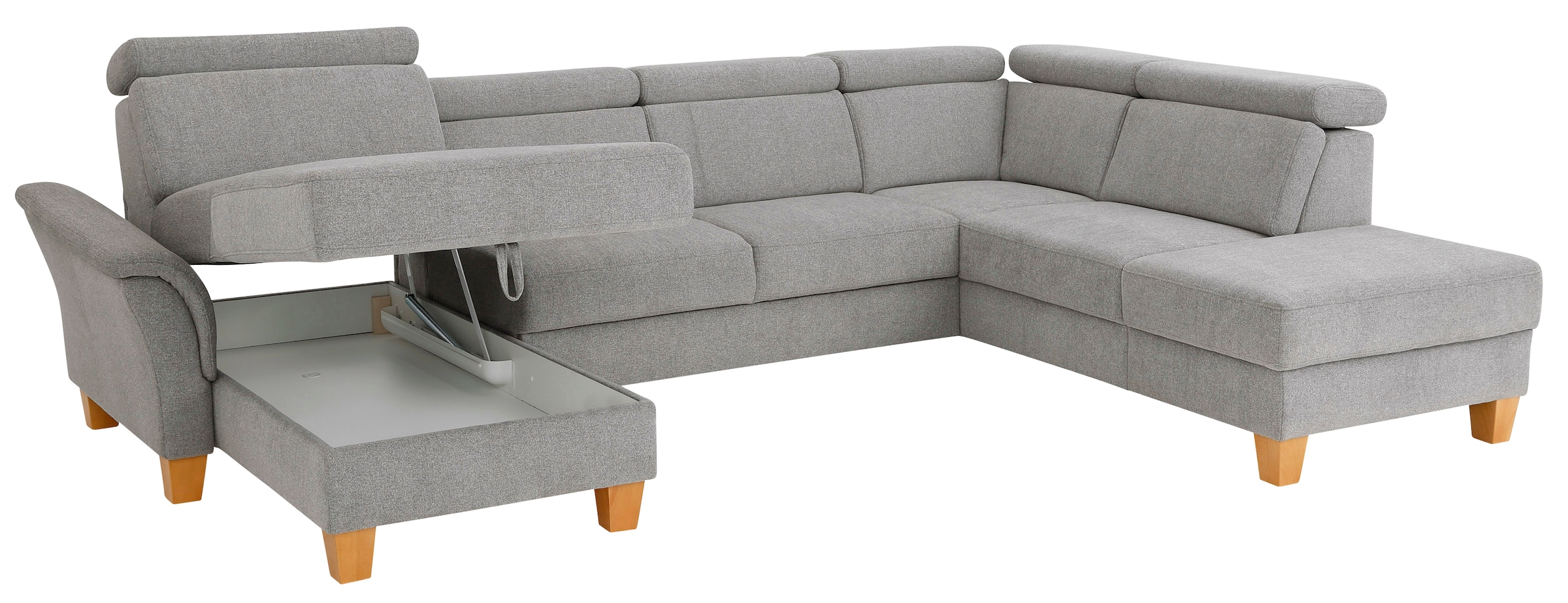 Home affaire Wohnlandschaft »Conville U-Form«, Kopfteilverstellung wahlweise mit Bettfunktion und Bettkasten