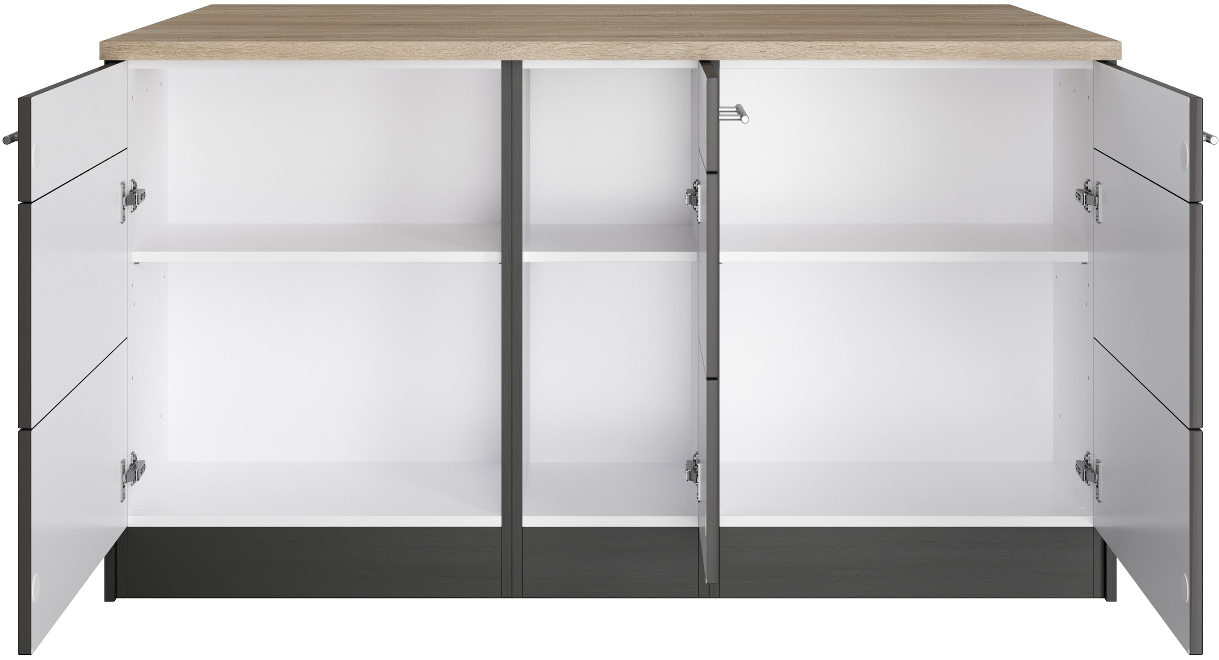 KOCHSTATION Kücheninsel »KS-Wien«, Breite 153 cm, MDF-Fronten, Flaschenregal