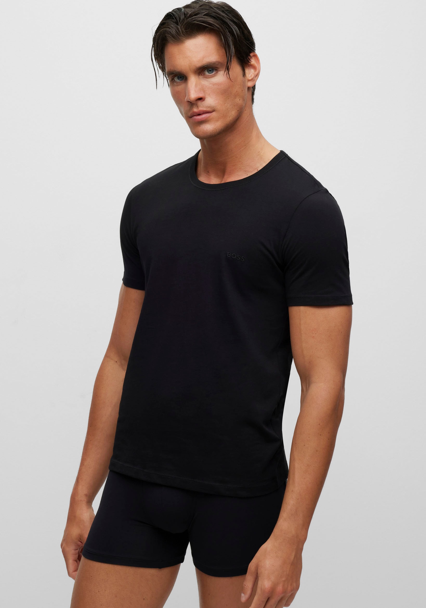 BOSS T-Shirt »Rundhals BOSS ONE x David Beckham«, (Packung, 3 tlg., 3er-Pack), mit dezentem BOSS Logo-Print