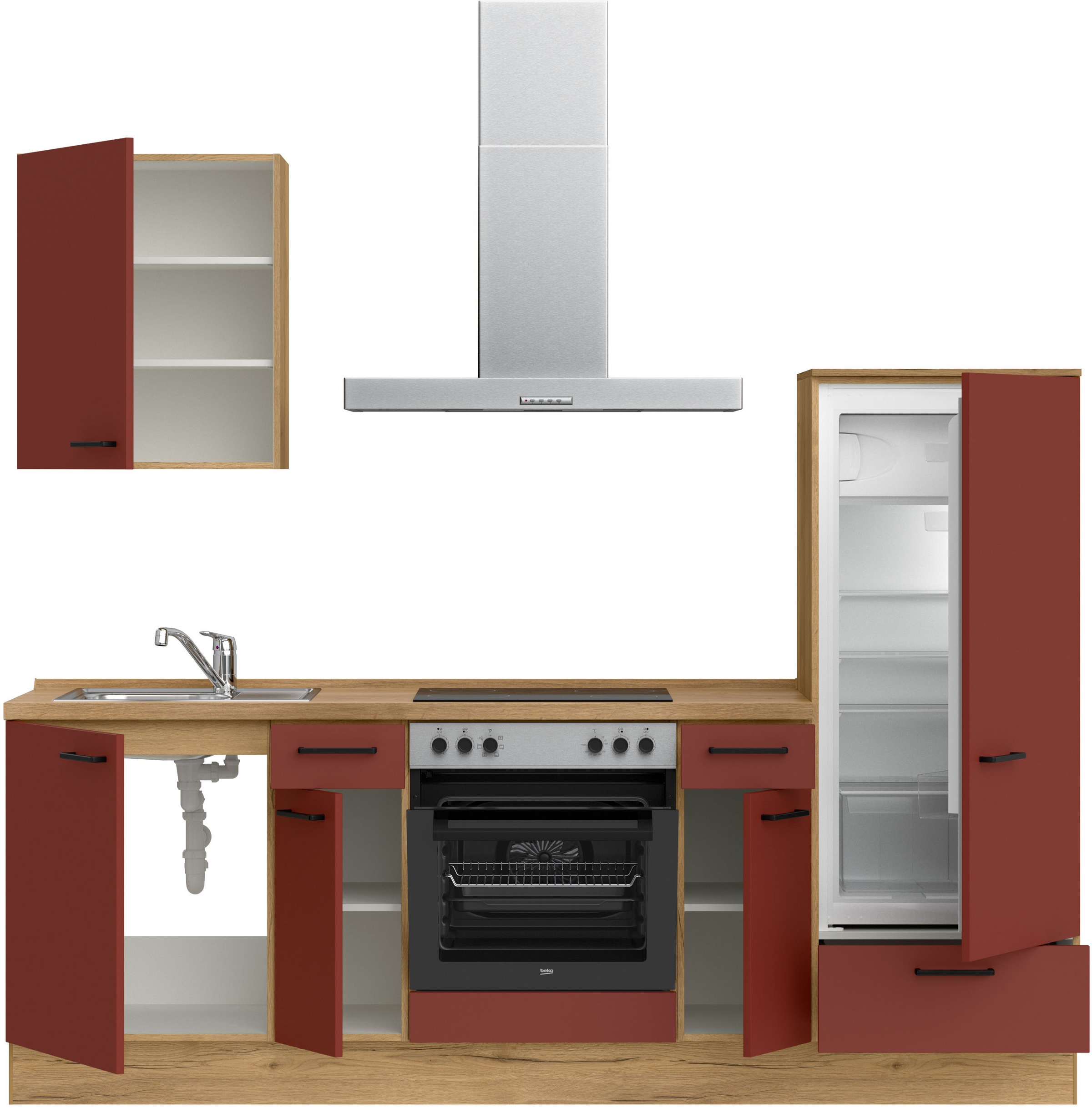 nobilia® Küchenzeile »"Easytouch I"«, vormontiert, Ausrichtung wählbar, Breite 240 cm, wahlw. mit E-Geräten