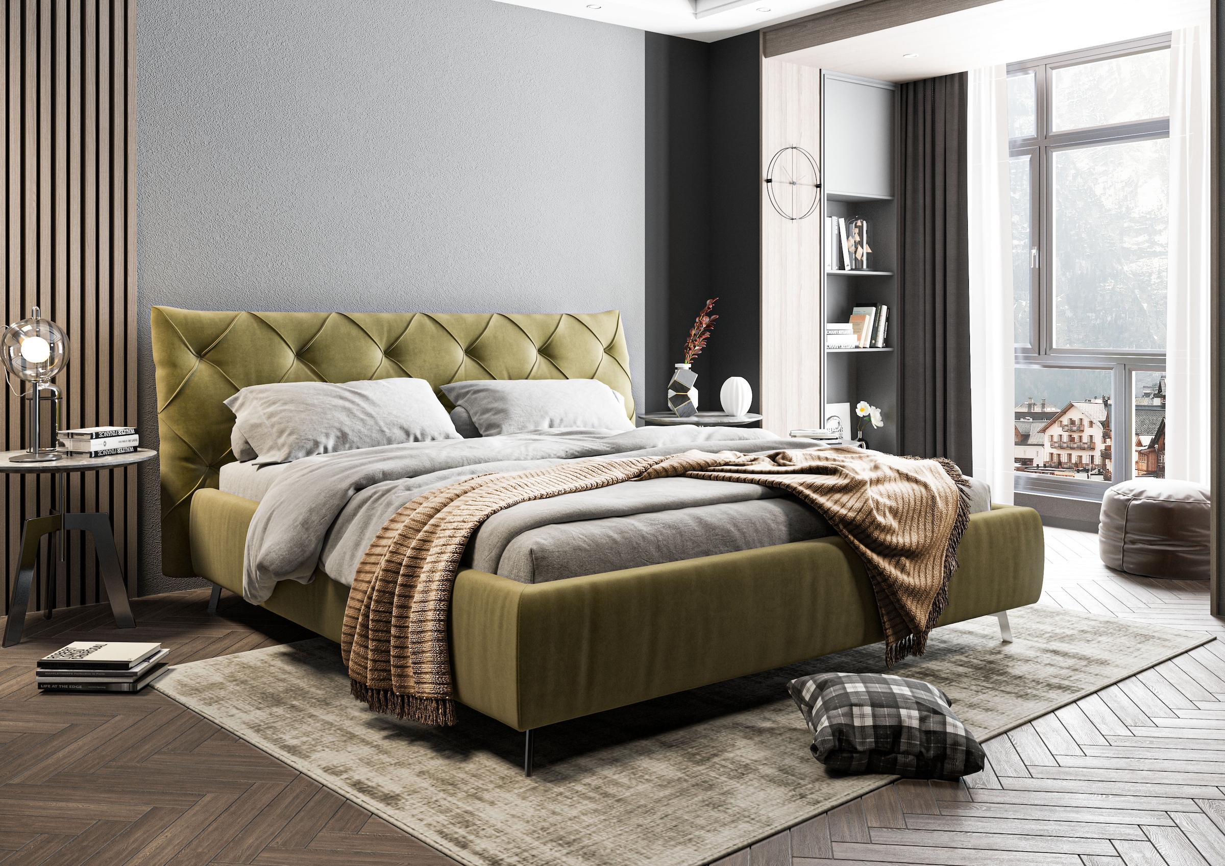 Home affaire Polsterbett »Elloree in 4 Breiten bis 200cm, auch in Leder« Kopfteilhöhe 105cm, belastbar bis 280 kg, auch in Überlänge 220cm