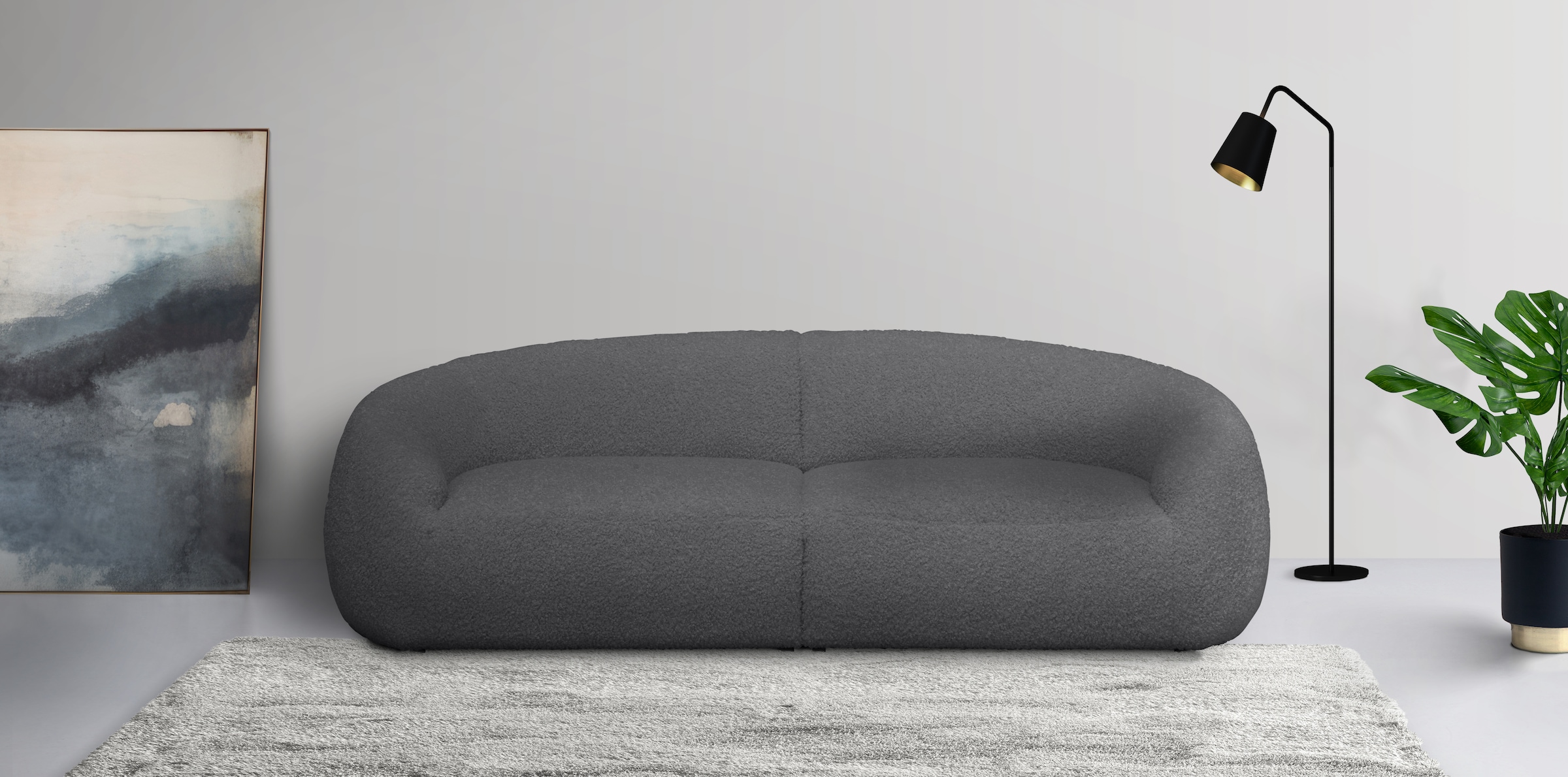 LeGer Home by Lena Gercke Big-Sofa »YANI Designersofa, organische Form, Maße B/T/H: 240/64/81 cm«, mit Wellenunterfederung, auch in Bouclé, passend zur Serie