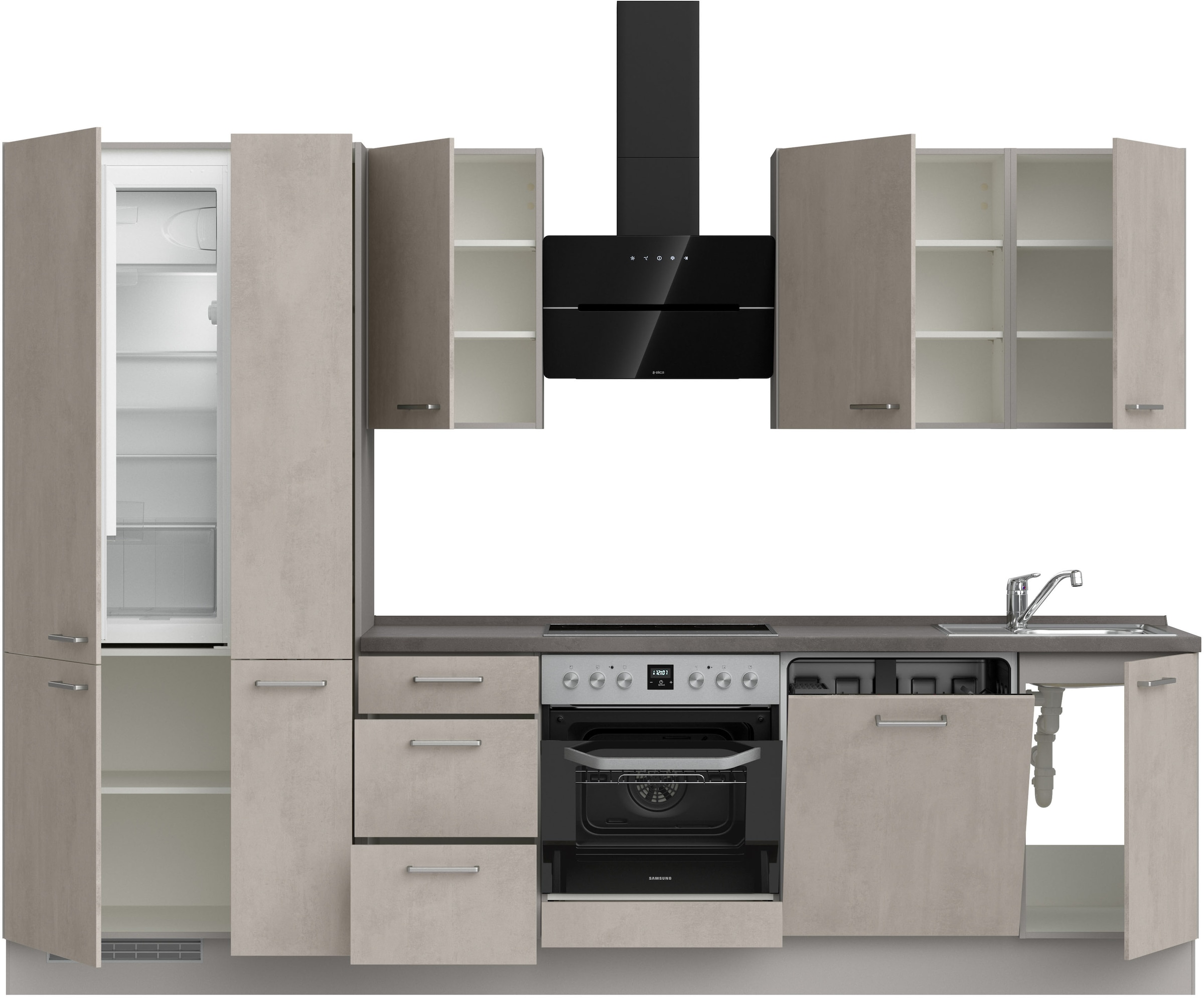nobilia® Küchenzeile »"Riva II"«, vormontiert, Ausrichtung wählbar, Breite 300 cm, wahlw. mit E-Geräten