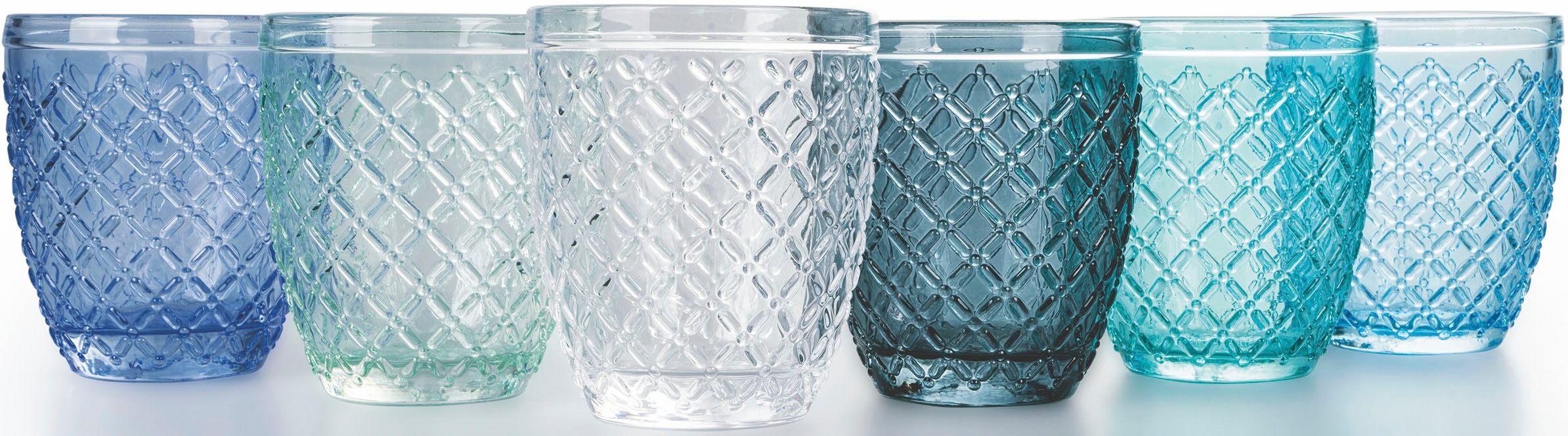 Villa d'Este Gläser-Set »Castle Ocean«, (Set, 6 tlg.), Wassergläser-Set, 6-teilig, Inhalt 350 ml