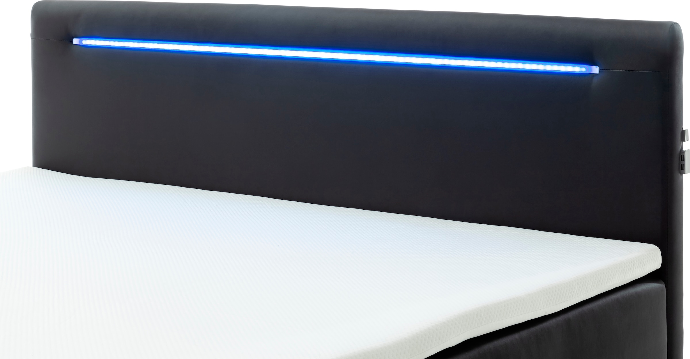 meise.möbel Boxspringbett »Las Vegas«, Füße und Kopfteil mit LED-Beleuchtung, mit Bettkasten und Topper