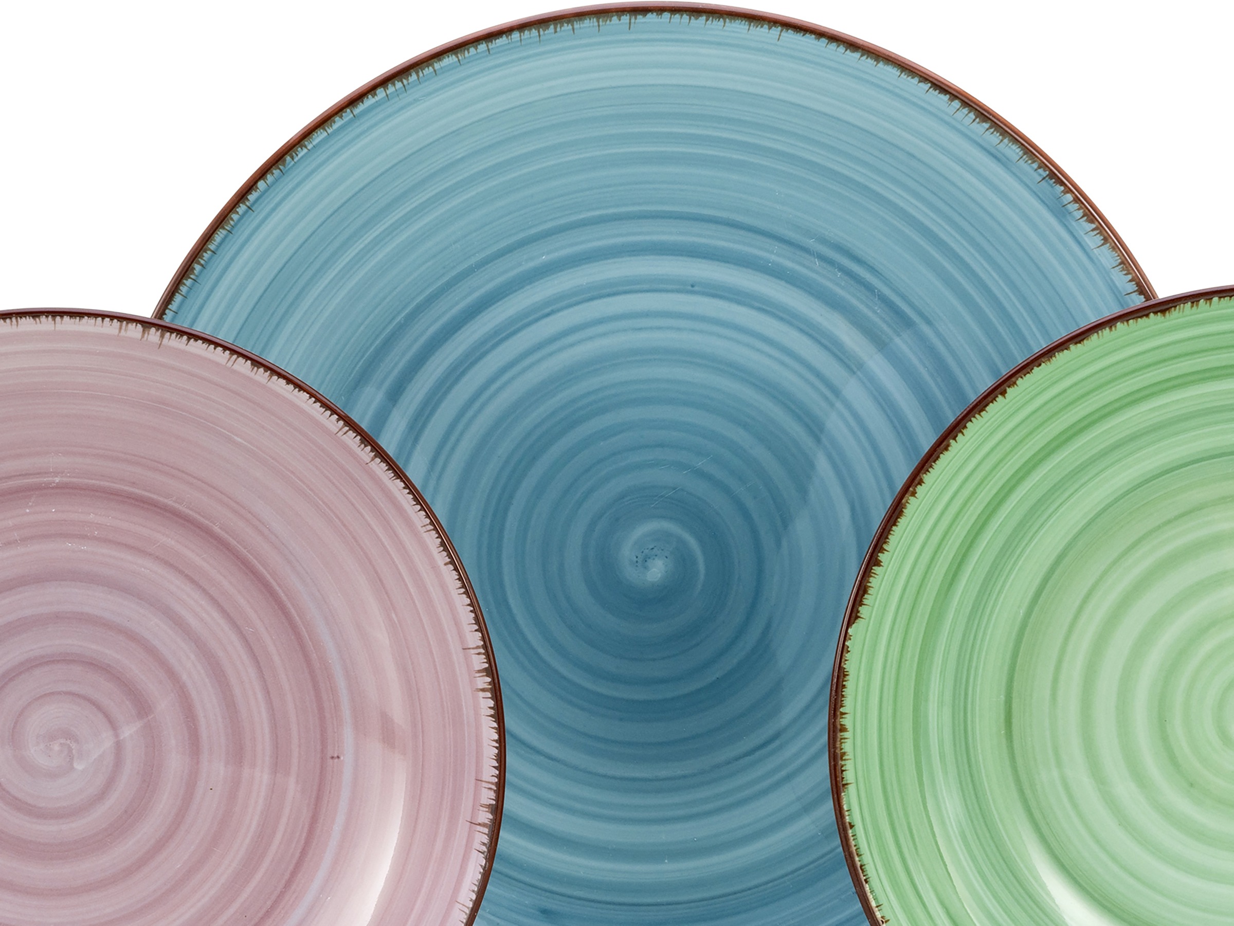 CreaTable Teller-Set »Samba Bunt, Tellerset 12 tlg«, (Set, 12 tlg.), Handgemalter Spiraldekor
