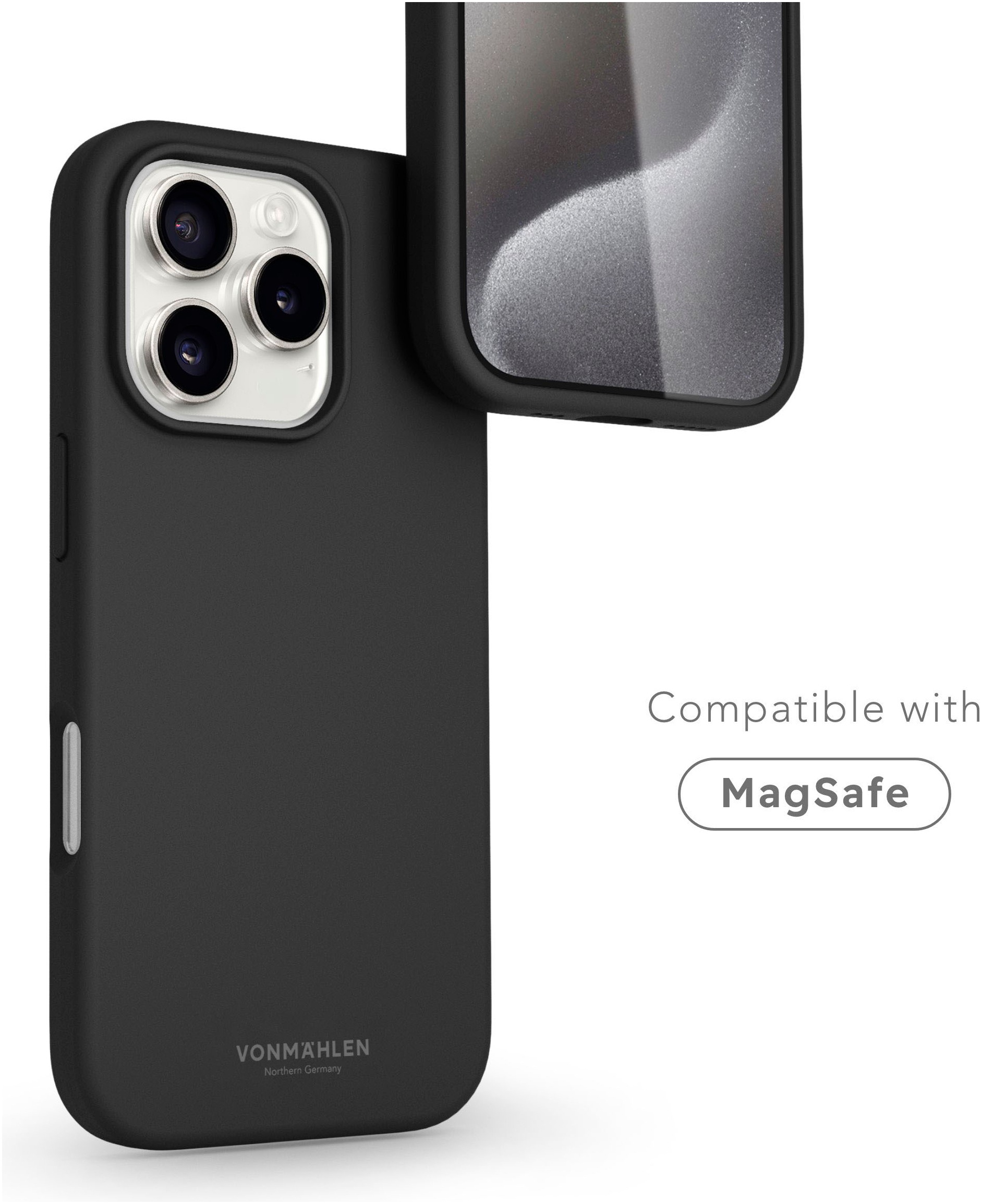 VONMÄHLEN Smartphone-Hülle »iPhone 16 Pro, Soft Silicone Case - Black«