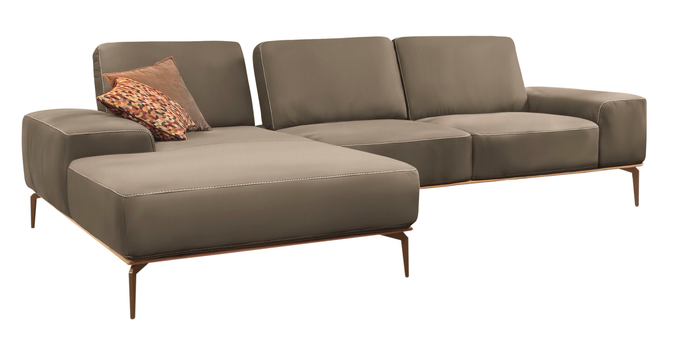 W.SCHILLIG Ecksofa »run, Designsofa mit tollem Sitzkomfort, bequem, L-Form«, mit Holzsockel, Füße in Bronze pulverbeschichtet, Breite 319 cm