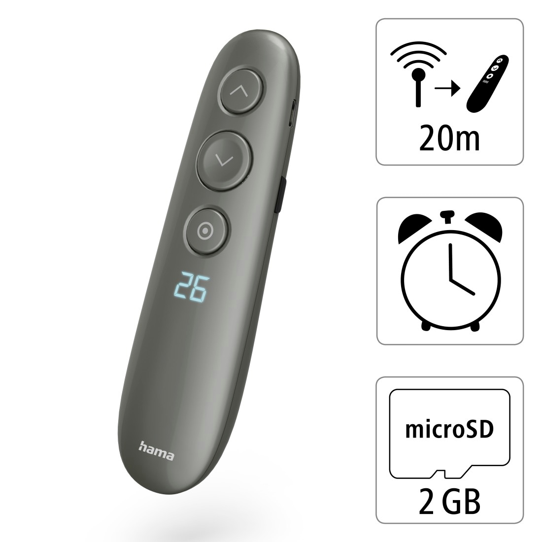 Hama Fernbedienung »Digitaler Laserpointer mit Spot-Illumination und Leselupe« 20m Reichweite, digitaler Laserpointer, Spot-Illumination, Lupe, Timer